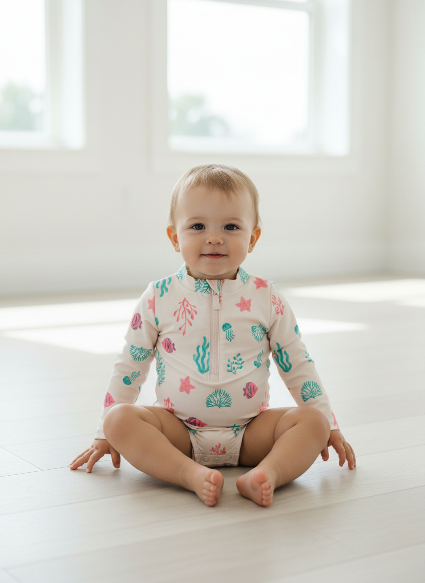 Girls Long Sleeve Bathing Suit