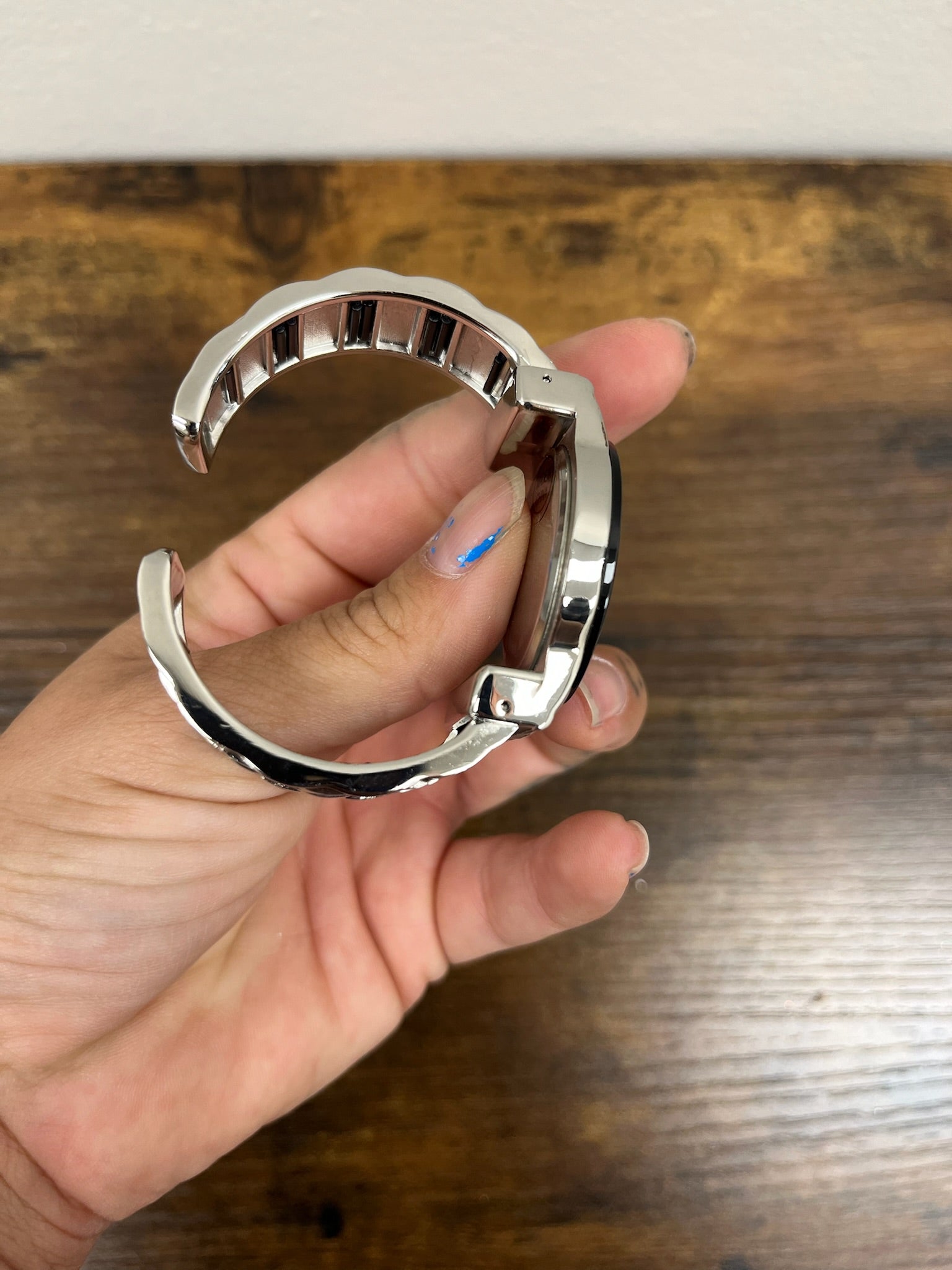 New Silver & Black Bangle Cuff Watch