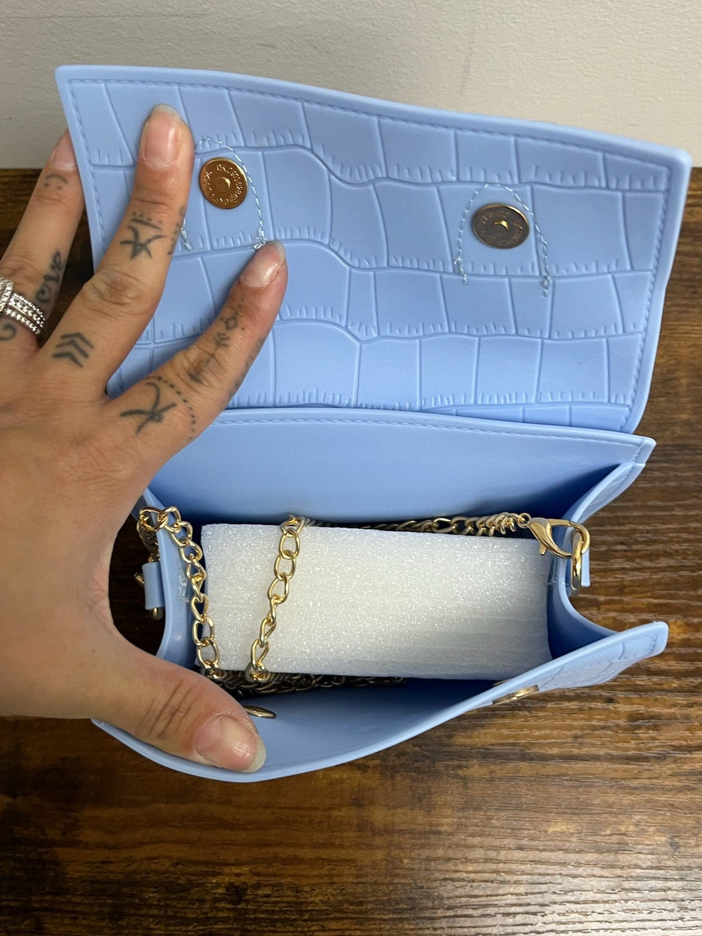 Mini Blue Bag With Chain