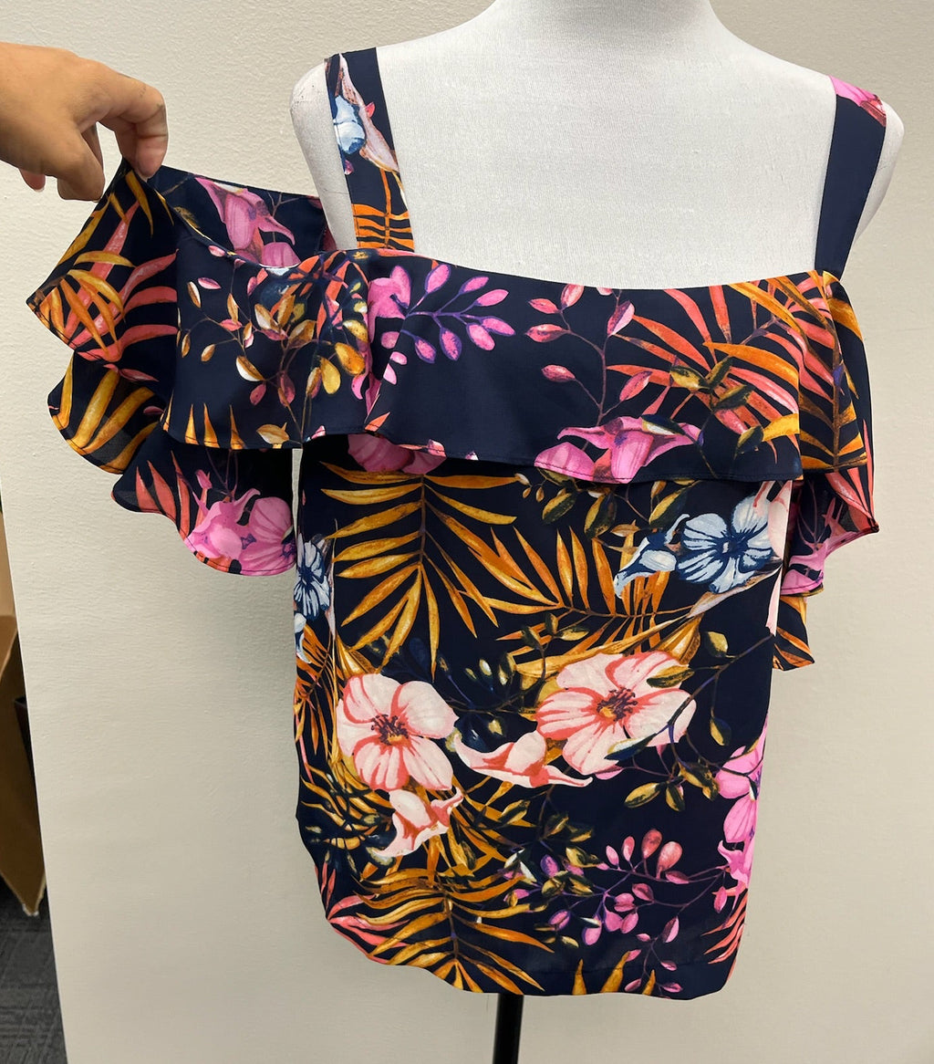 Used Women’s Floral Off The Shoulder Peek a Boo Top