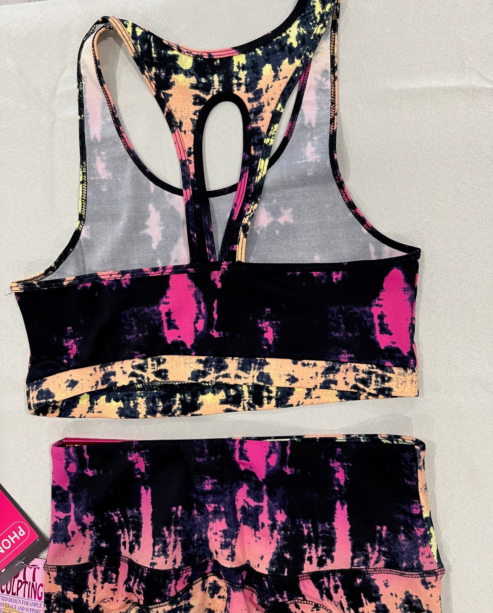 Women’s Yellow Pink Tie Dye Athletic Set image 4