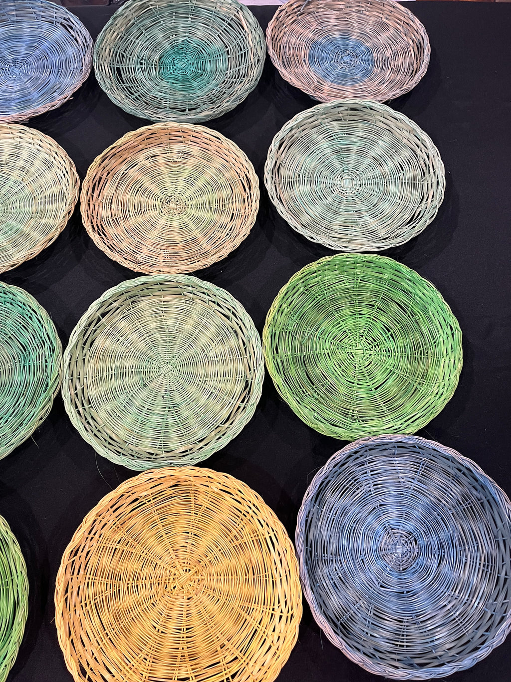 16 Piece Colorful Woven Basket Plates Set image 3