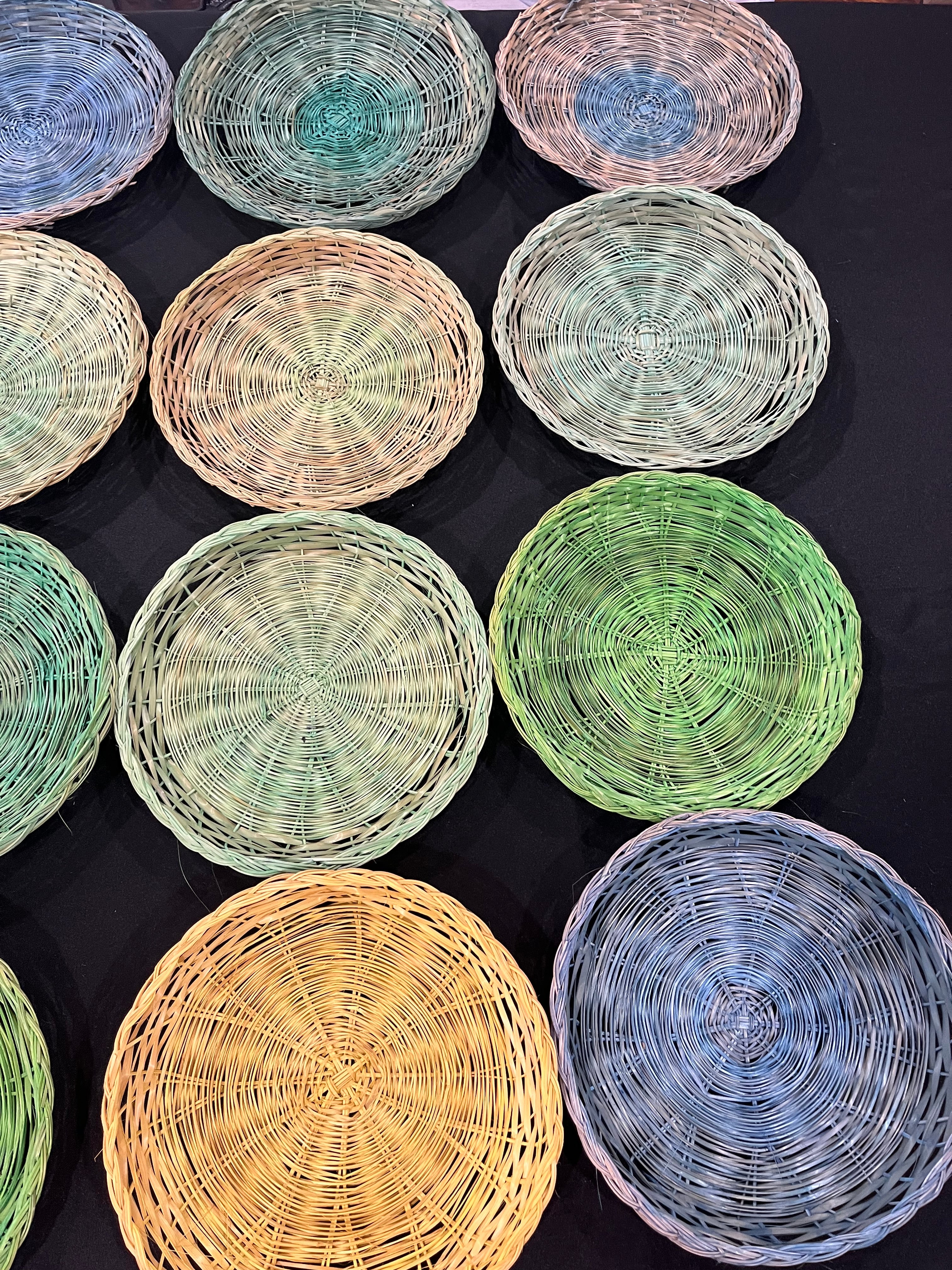 16 Piece Colorful Woven Basket Plates Set image 3
