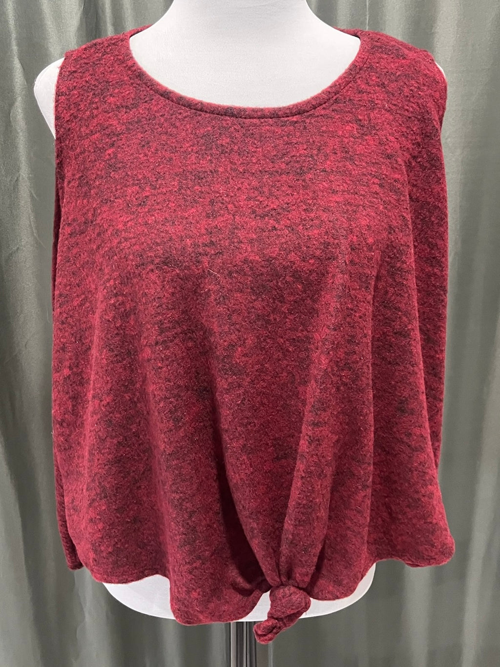 Women’s Burgundy Peek A Boo Long Sleeve Shirt image 0