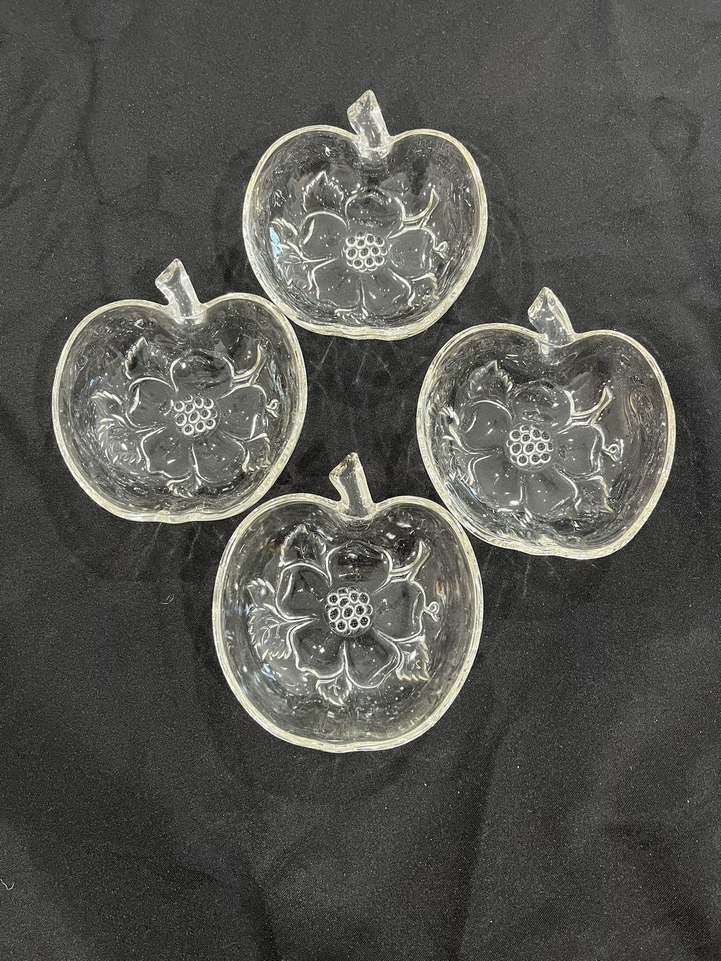 Four Piece Crystal Apple Shaped Snack Bowls image 1