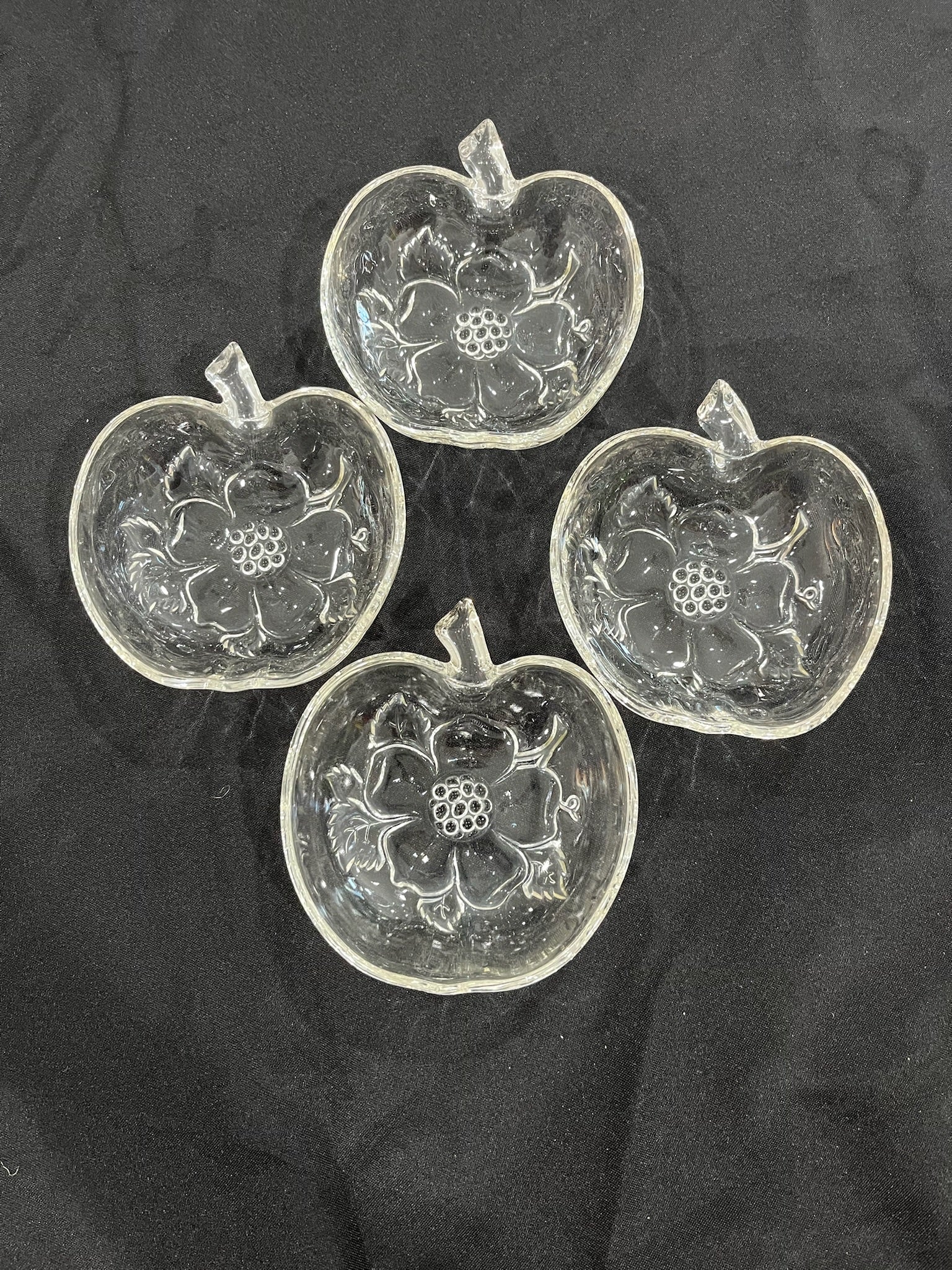 Four Piece Crystal Apple Shaped Snack Bowls image 1