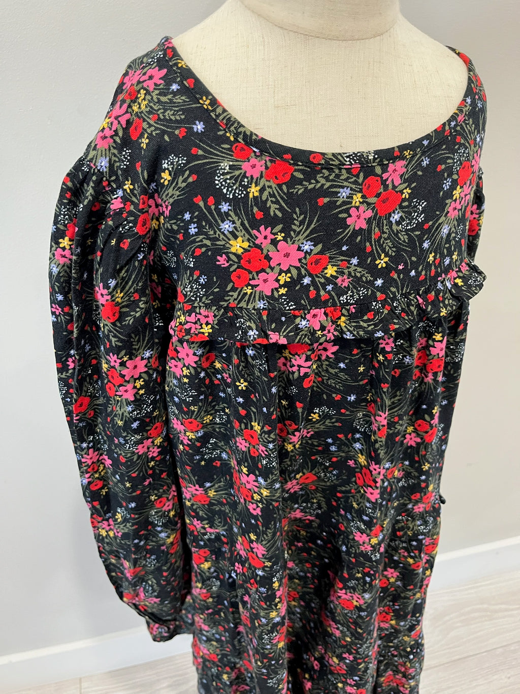 Girls Floral Long Sleeve Dress image 3