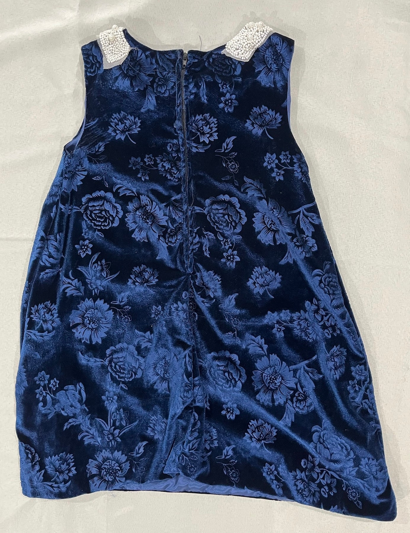Navy Blue Dress With Beaded Collar image 2