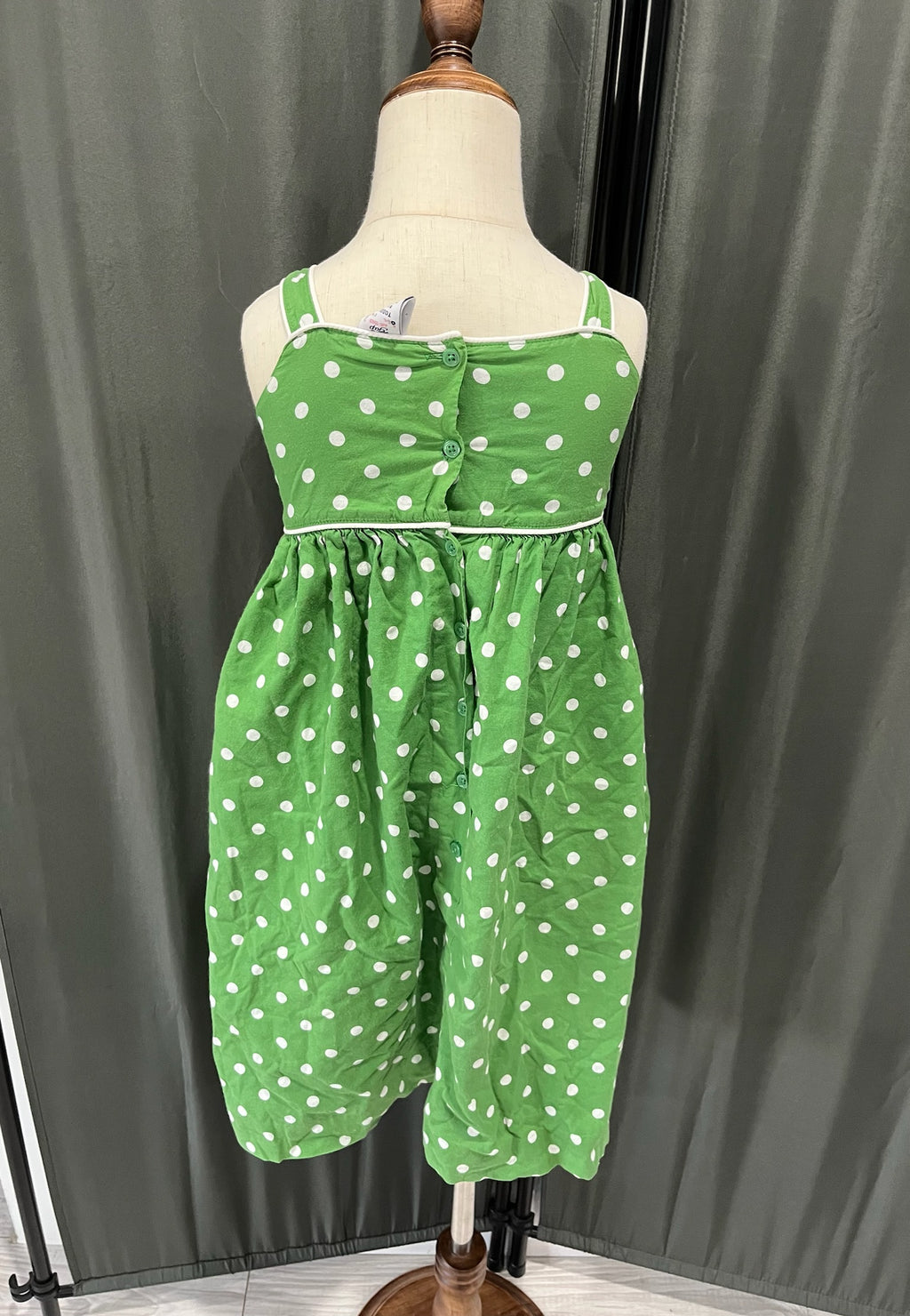 Girls Green Polka Dot Dress image 2