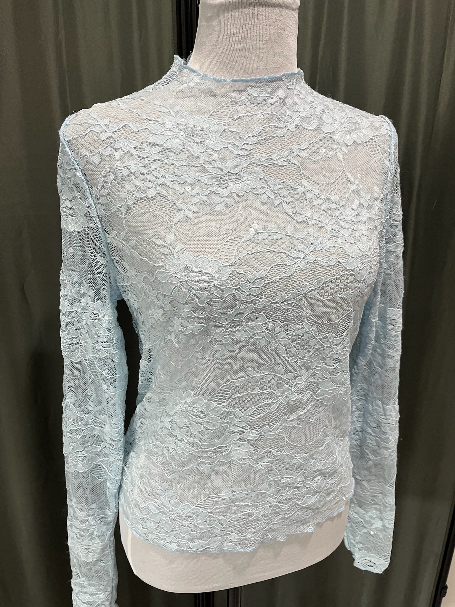 Women’s Blue Lace Long Sleeve Shirt image 1