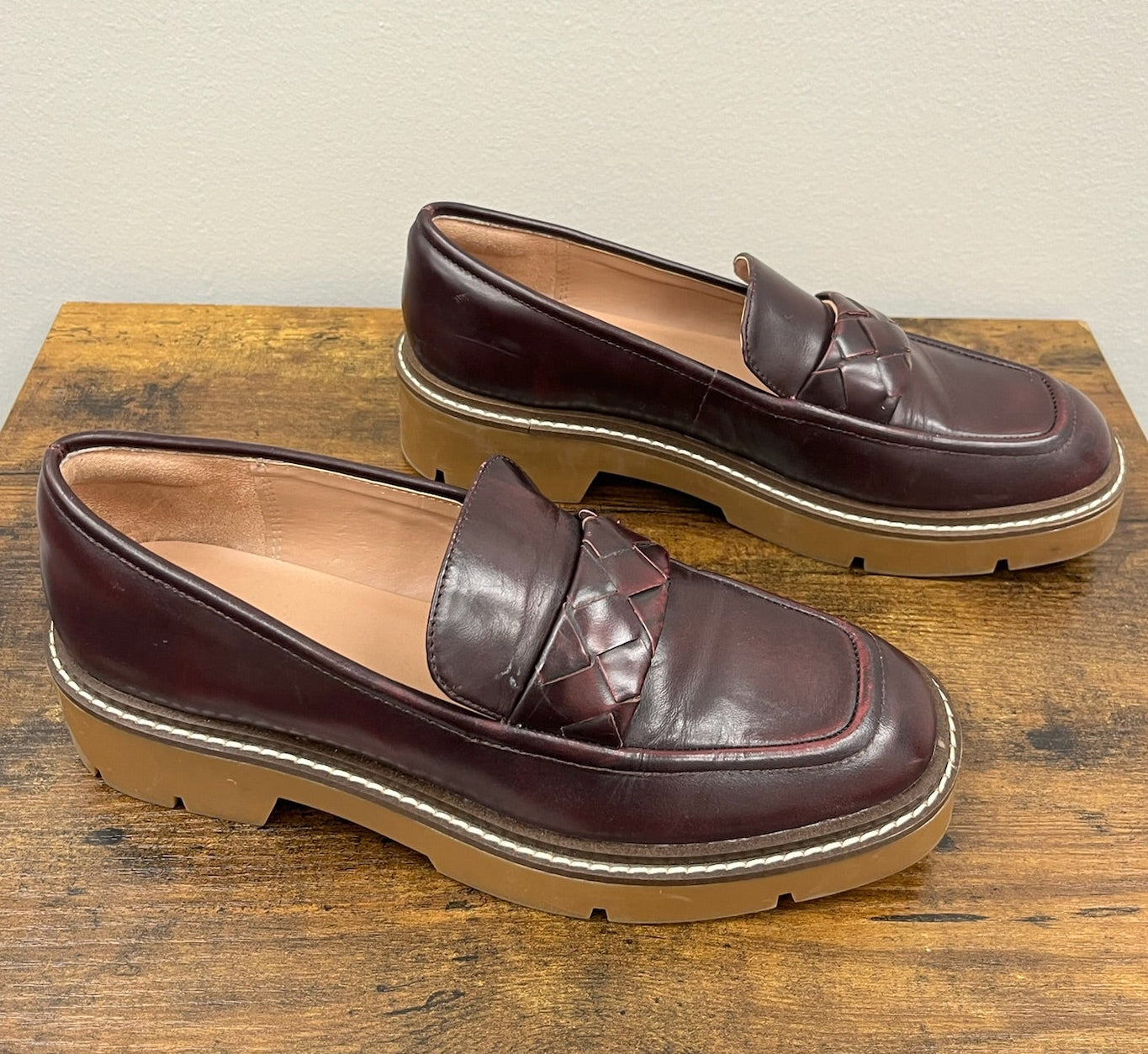 Used Burgundy Torie Platform Loafers
