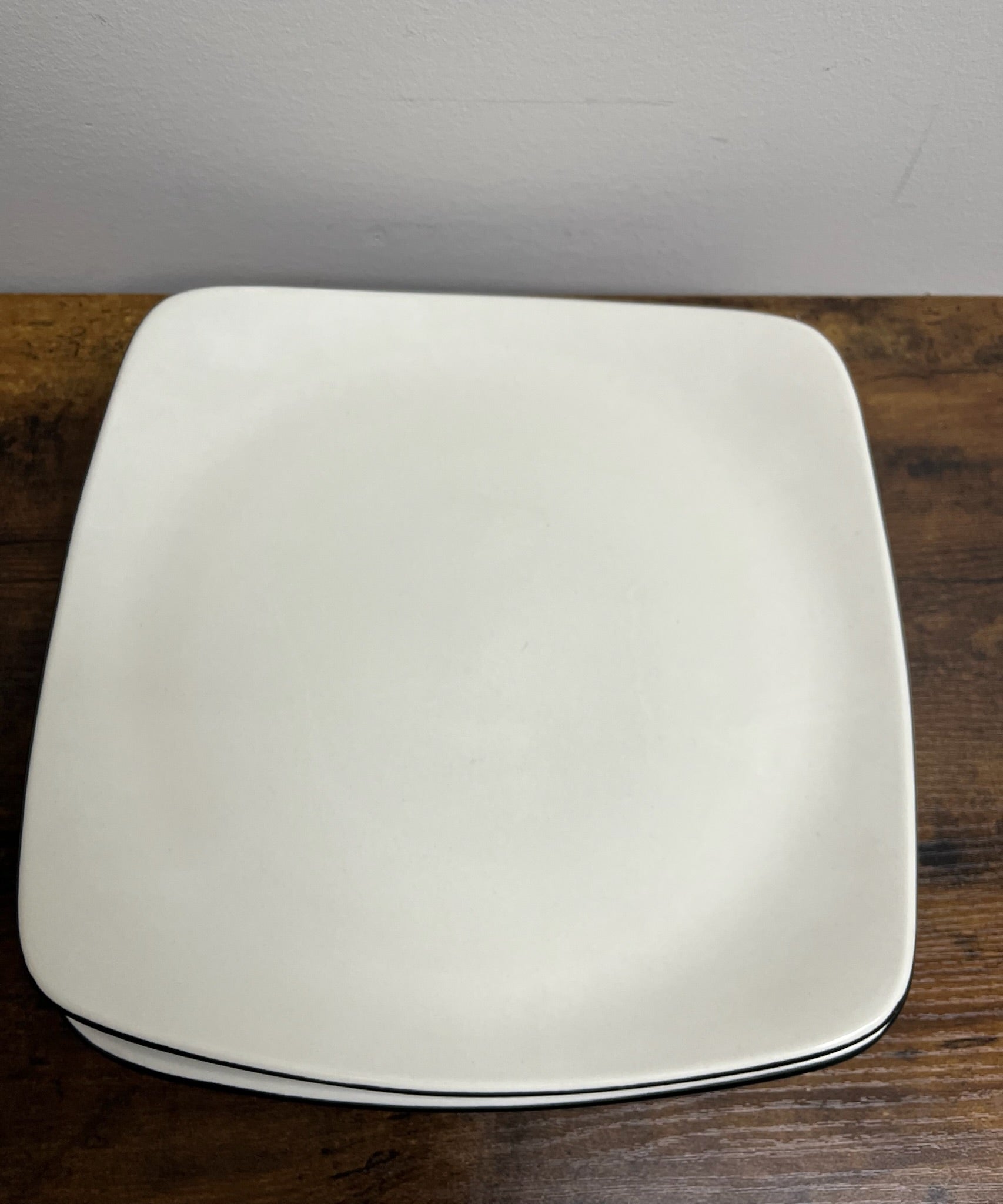 Two Square Stoneware Plates