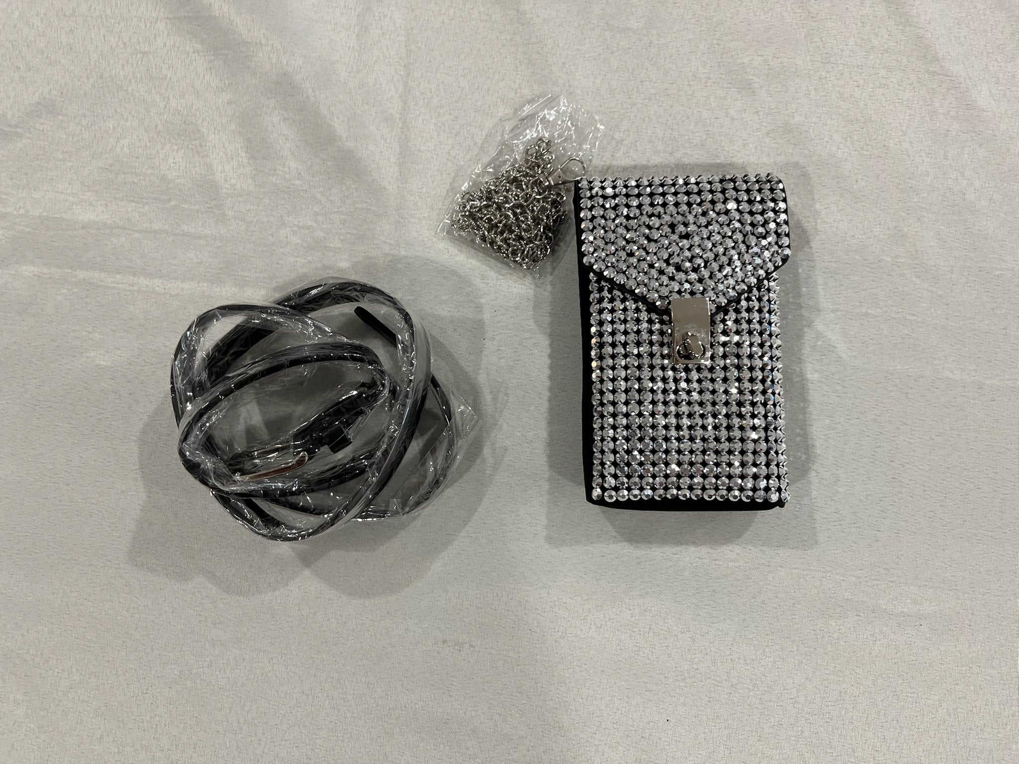 Black Rhinestone Crossbody or Waist phone Bag image 0