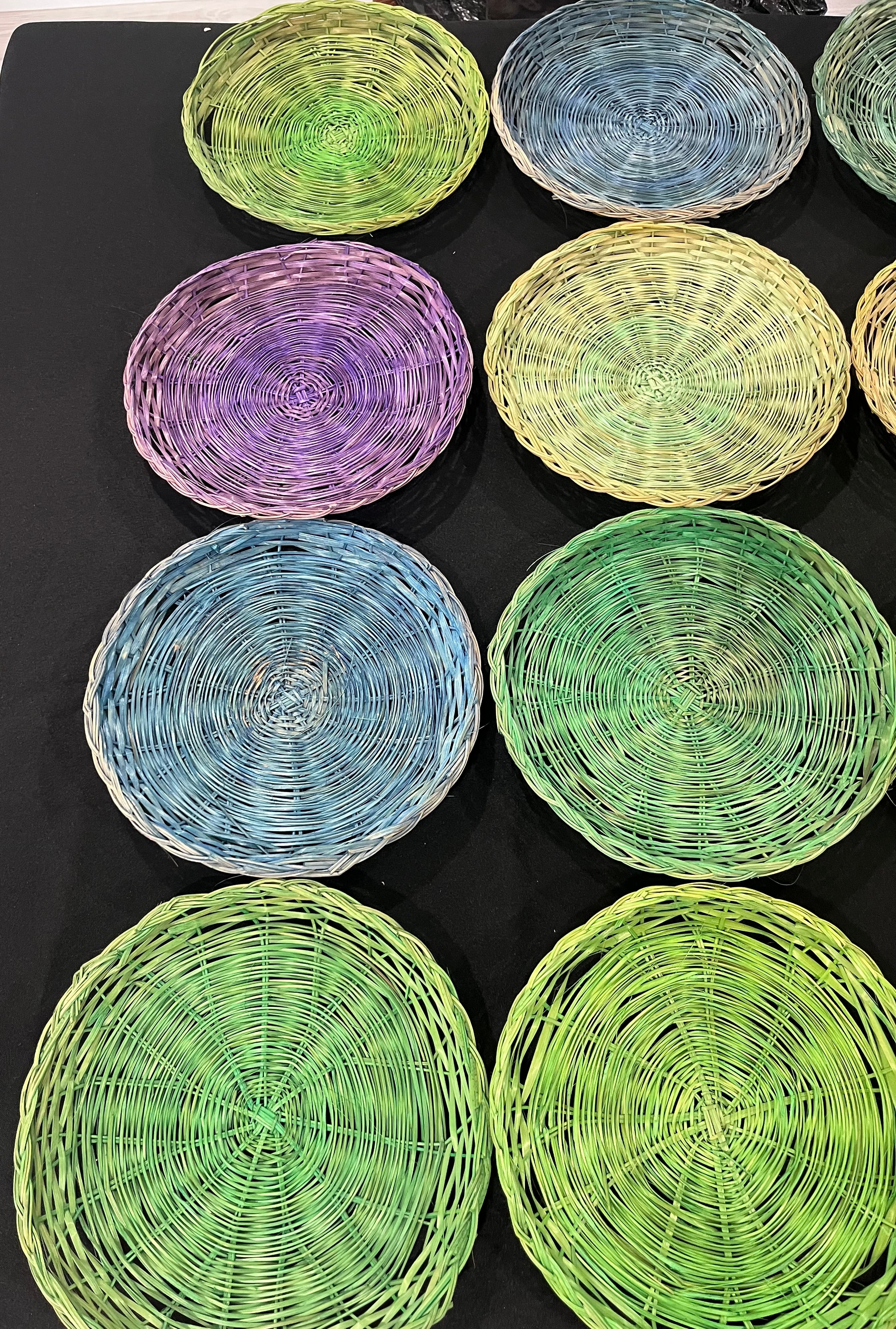 16 Piece Colorful Woven Basket Plates Set image 2