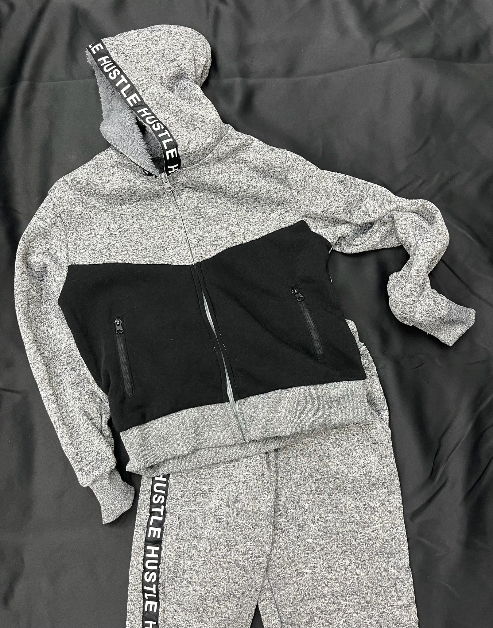 Two Piece Grey Hustle Sweatsuit