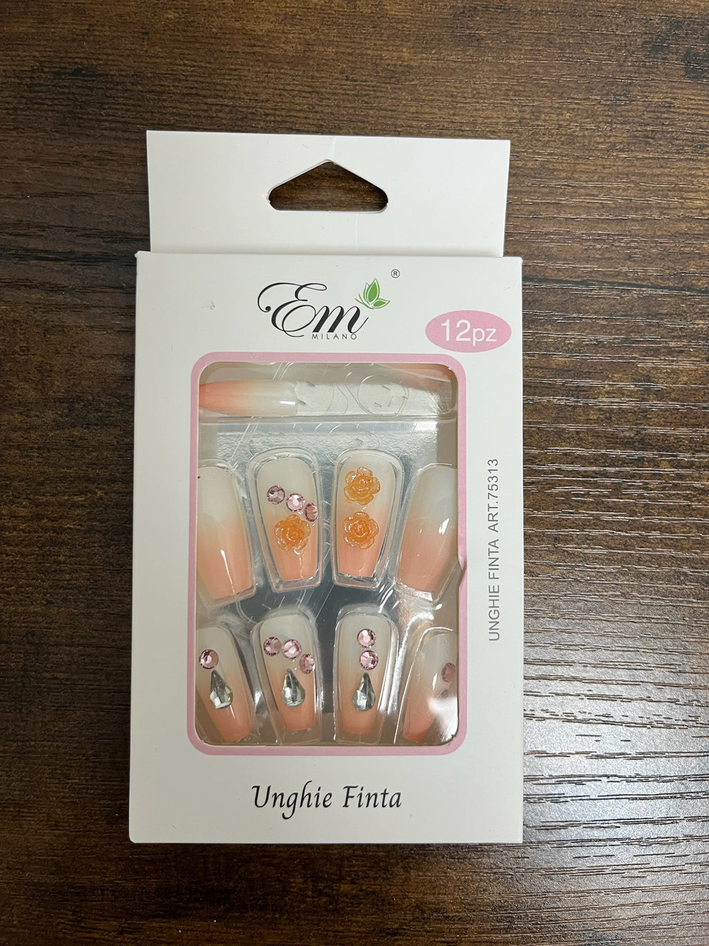 New Orange Rhinestone Nail Set