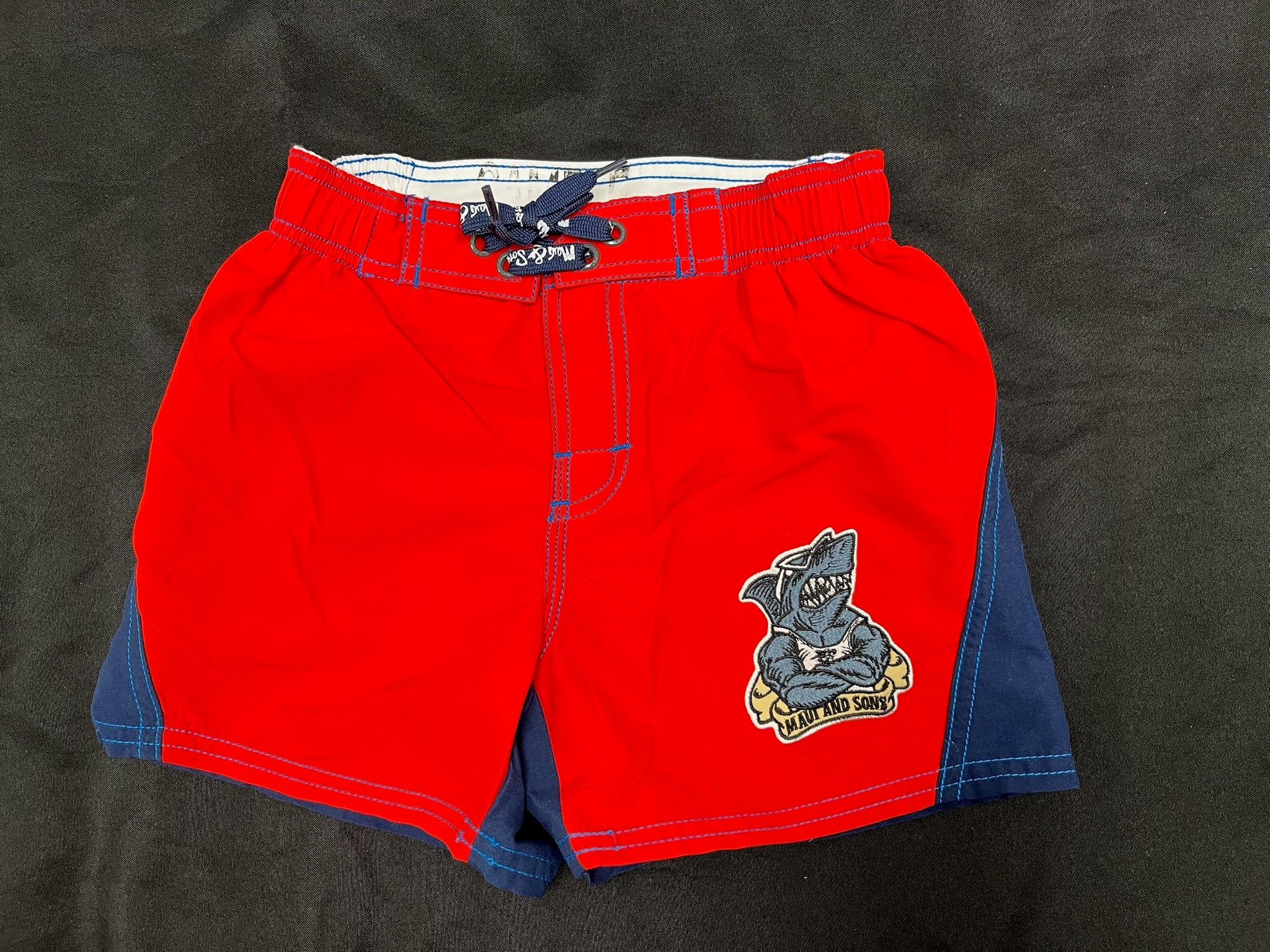Boys Blue & Red Swim Trunks