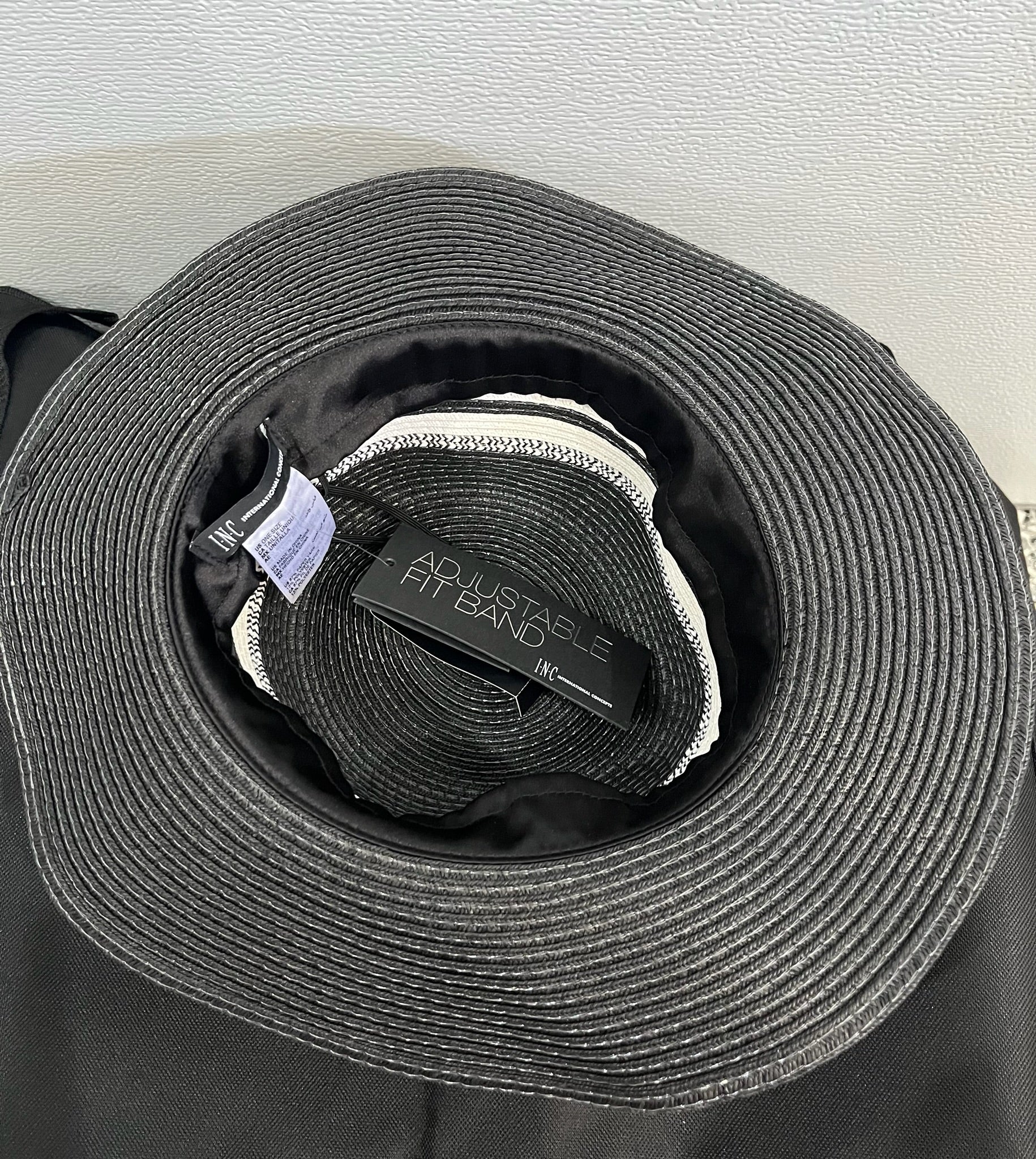 Black & White Striped Woven Hat image 2