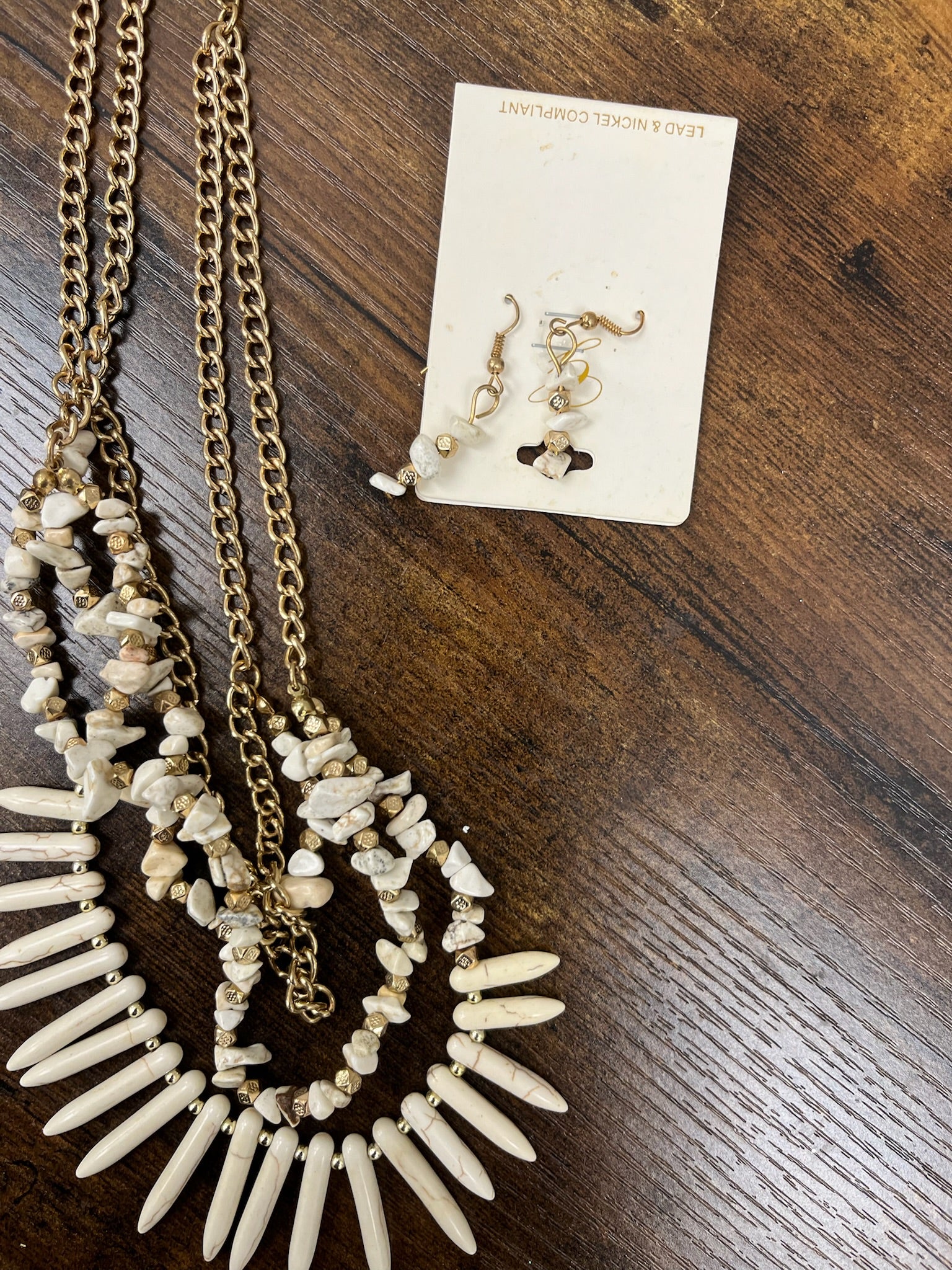 New Two Piece Layered Necklace & Earrings Set