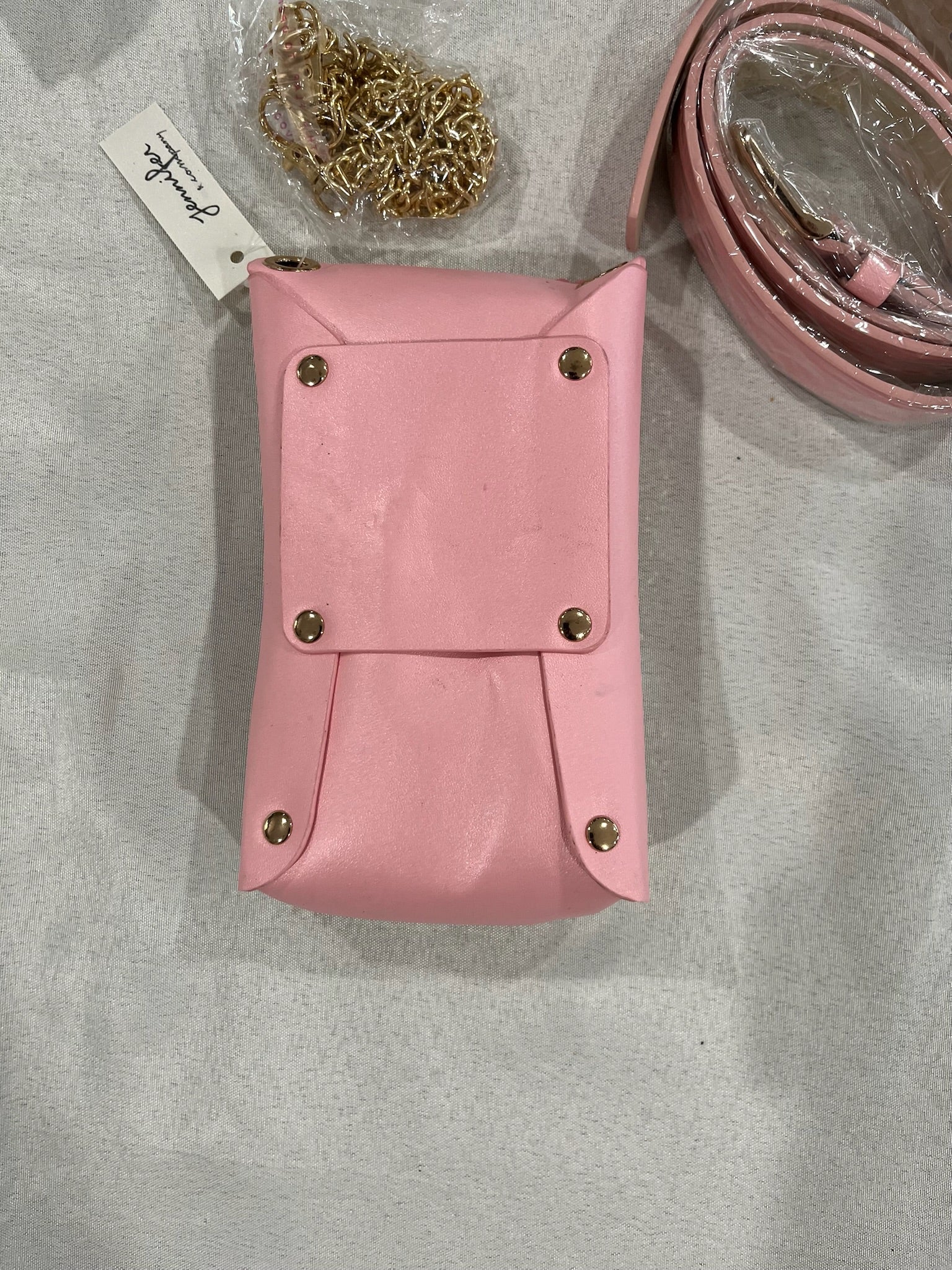 Pink Rhinestone Crossbody or Waist phone bag With Chain & Belt image 2