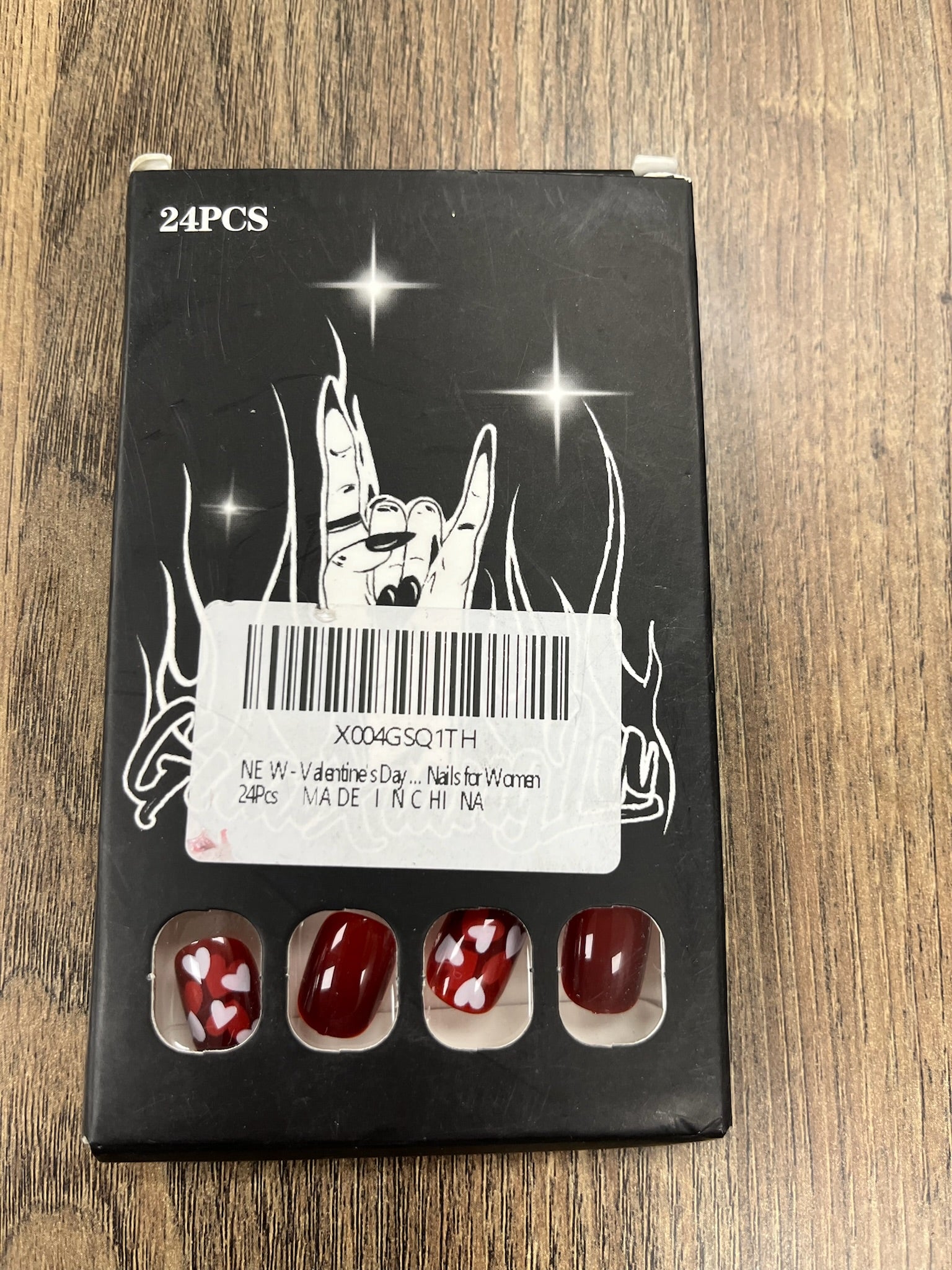 New Red Hearts Nails