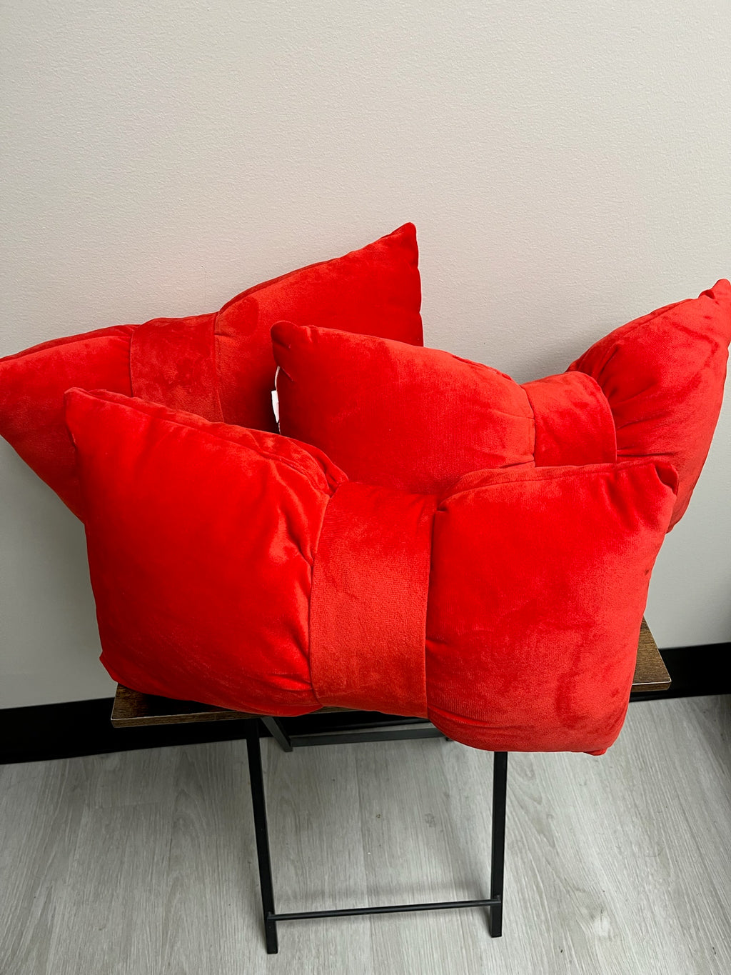 Three Piece Decorative Red Bow Pillows