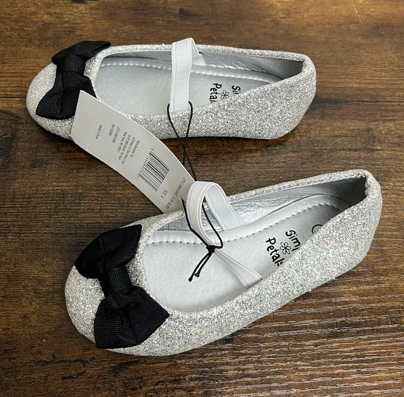 Girls Silver Glitter Slip On Shoes
