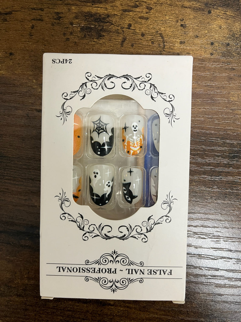 New Halloween Orange & Black French Tip Nail Set