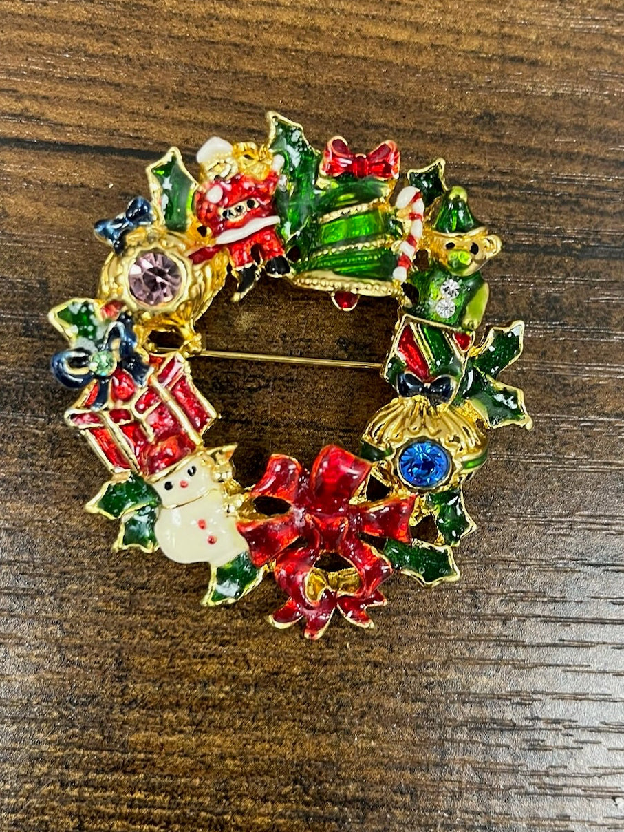 Used Vintage Christmas Brooch Pin