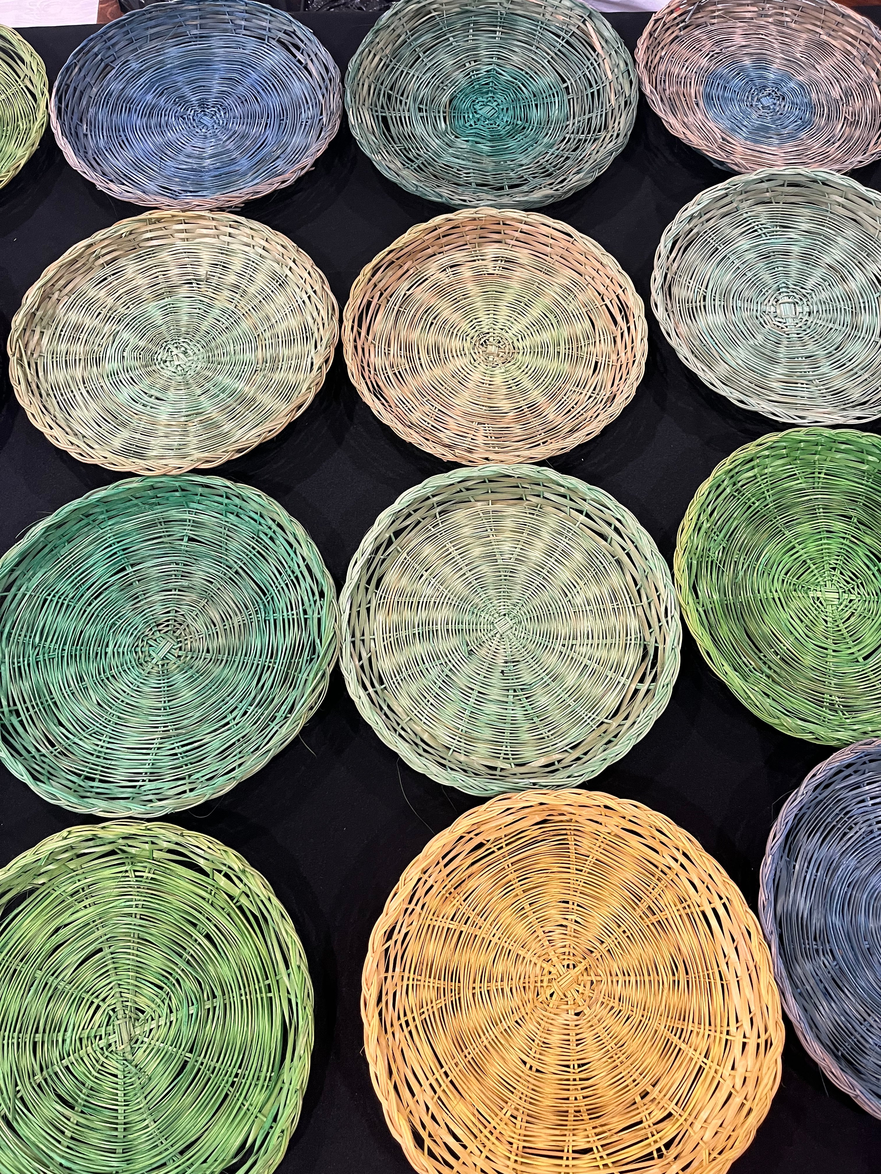 16 Piece Colorful Woven Basket Plates Set image 1