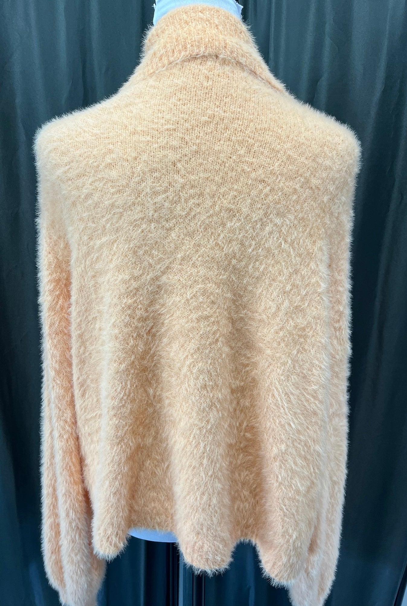 Peach Fuzzy Button Up Sweater image 2