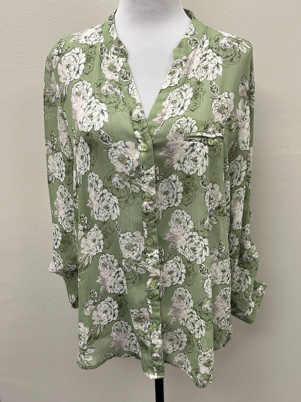 Used Women’s Green Floral Blouse