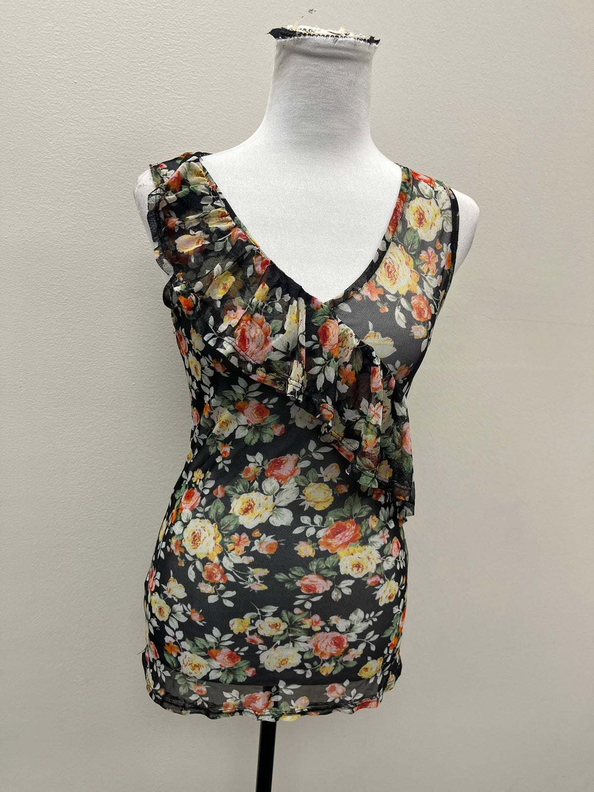 Used Women’s Floral Mesh Tank Top