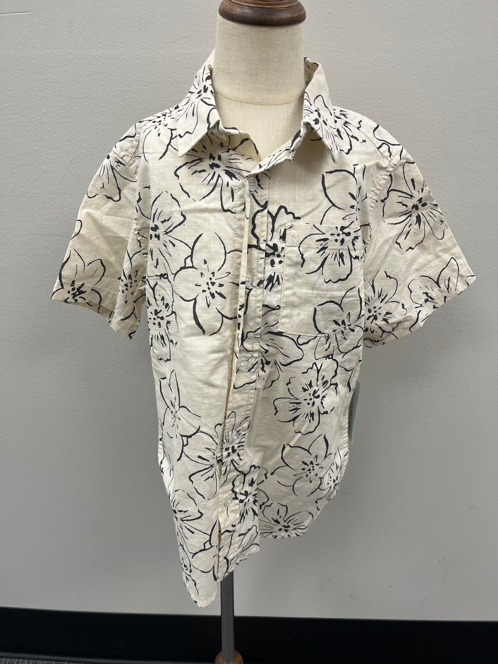 New Boys Beige Floral Button up Shirt