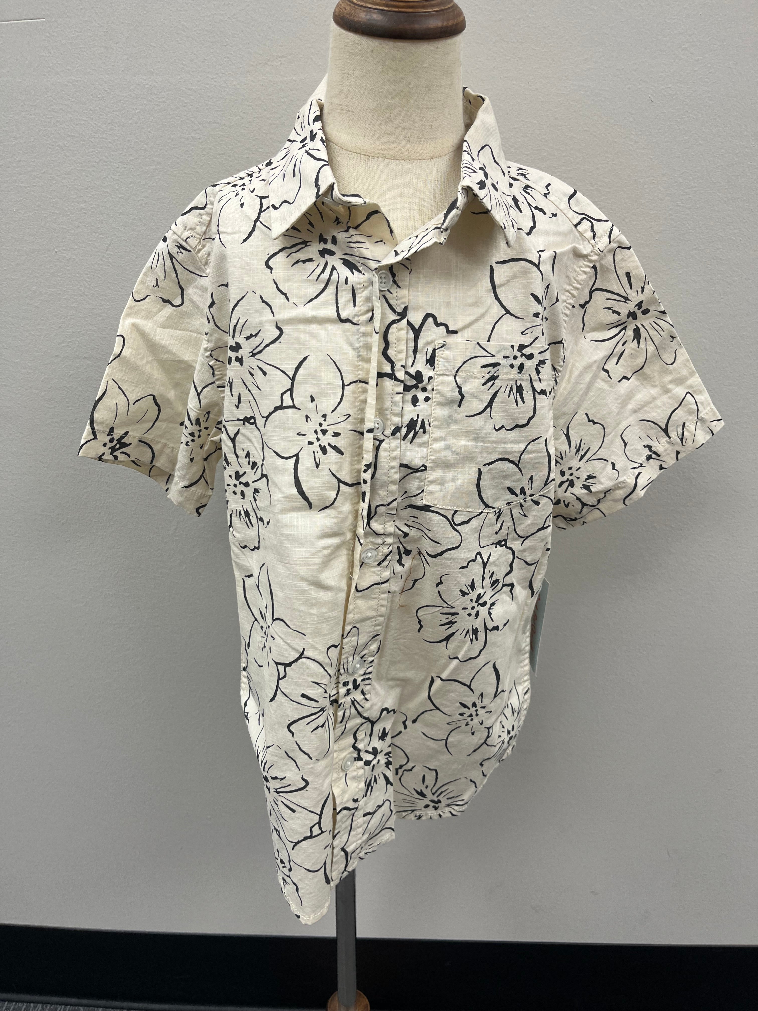 New Boys Beige Floral Button up Shirt