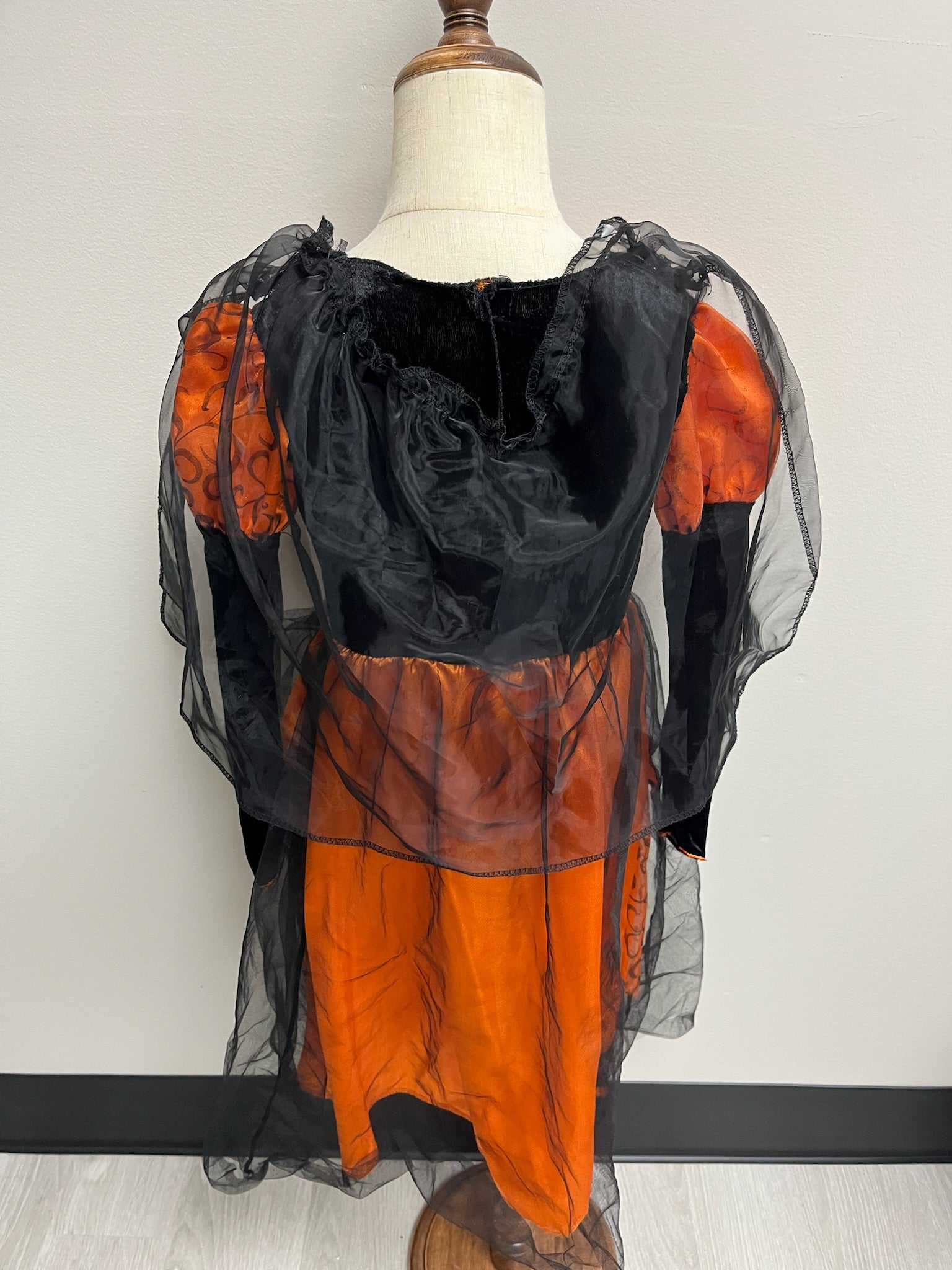 Girls Orange Witch Dress With Detachable Cape