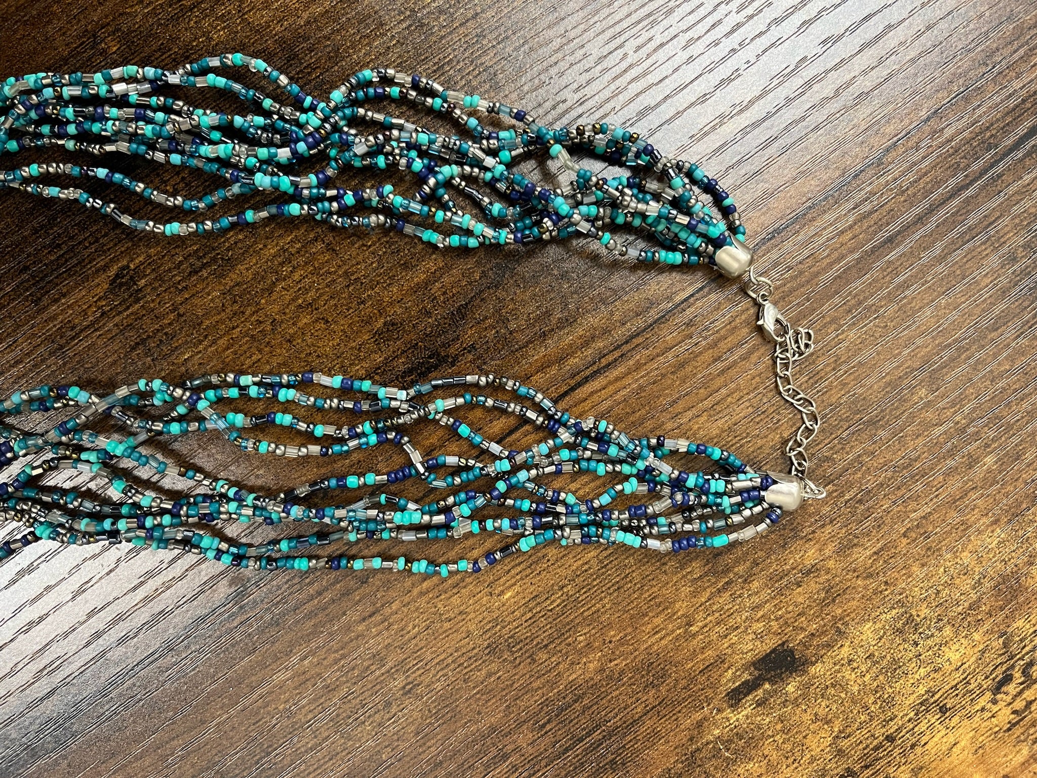 Used Blue Layered Beaded Necklace