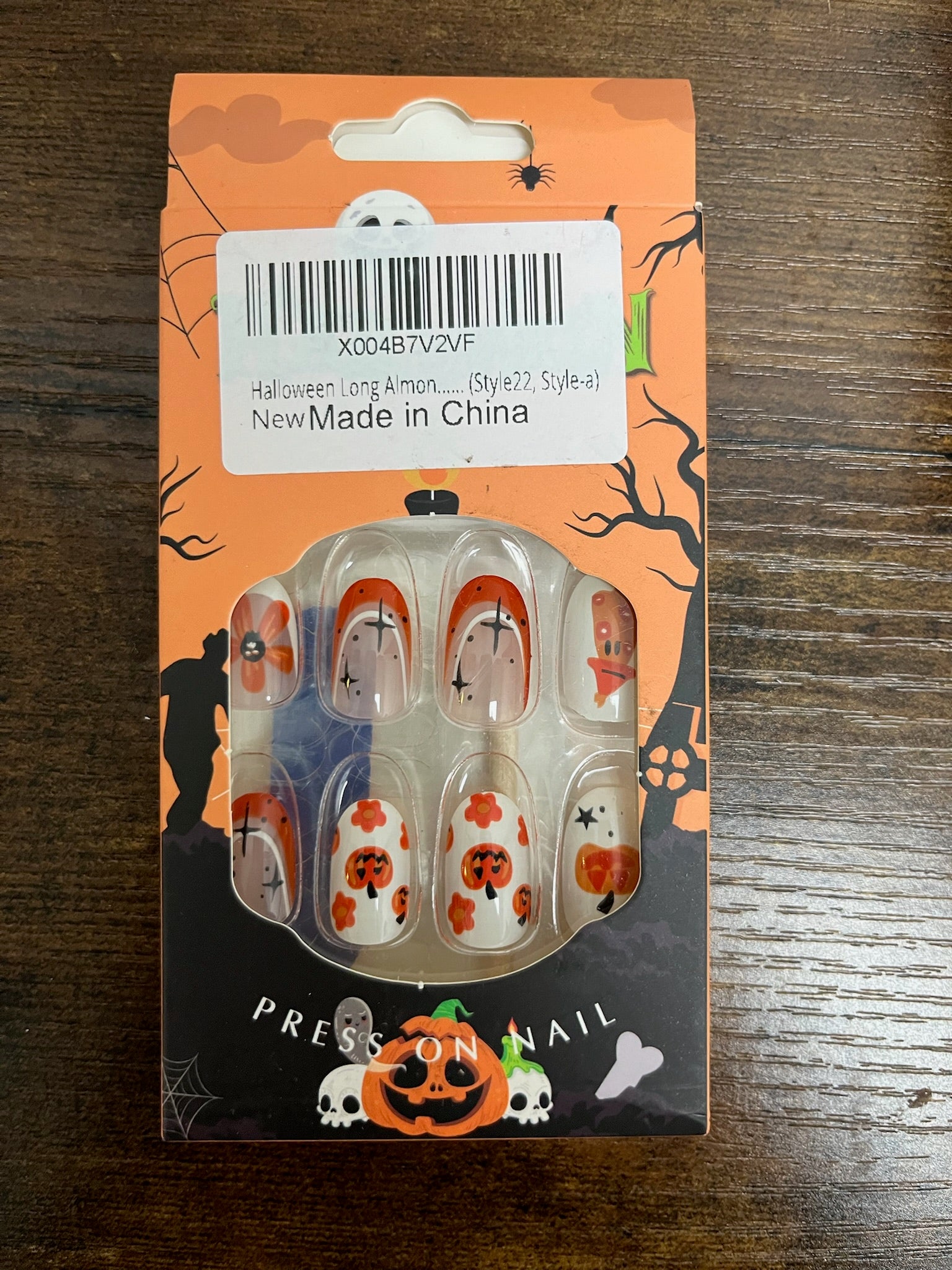 New Halloween Orange & White Nail Set