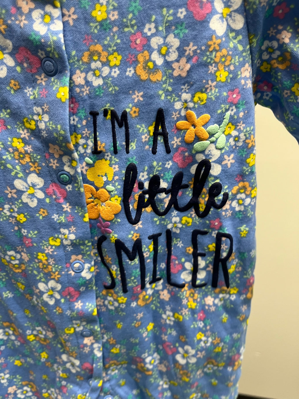 New Baby Girls I’m A Little Smiler Floral Onesie