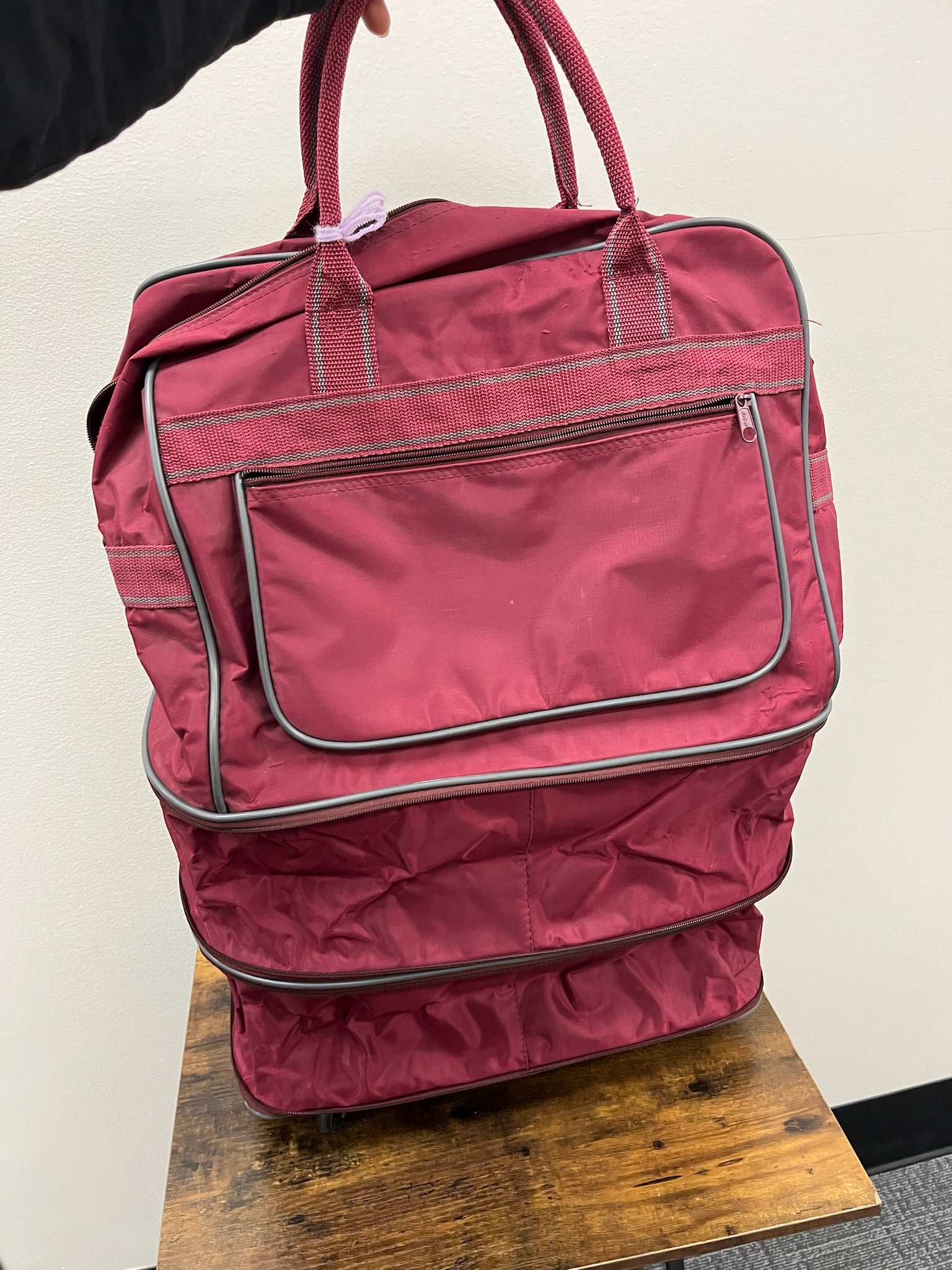 Used Burgundy Expandable Tote On Wheels