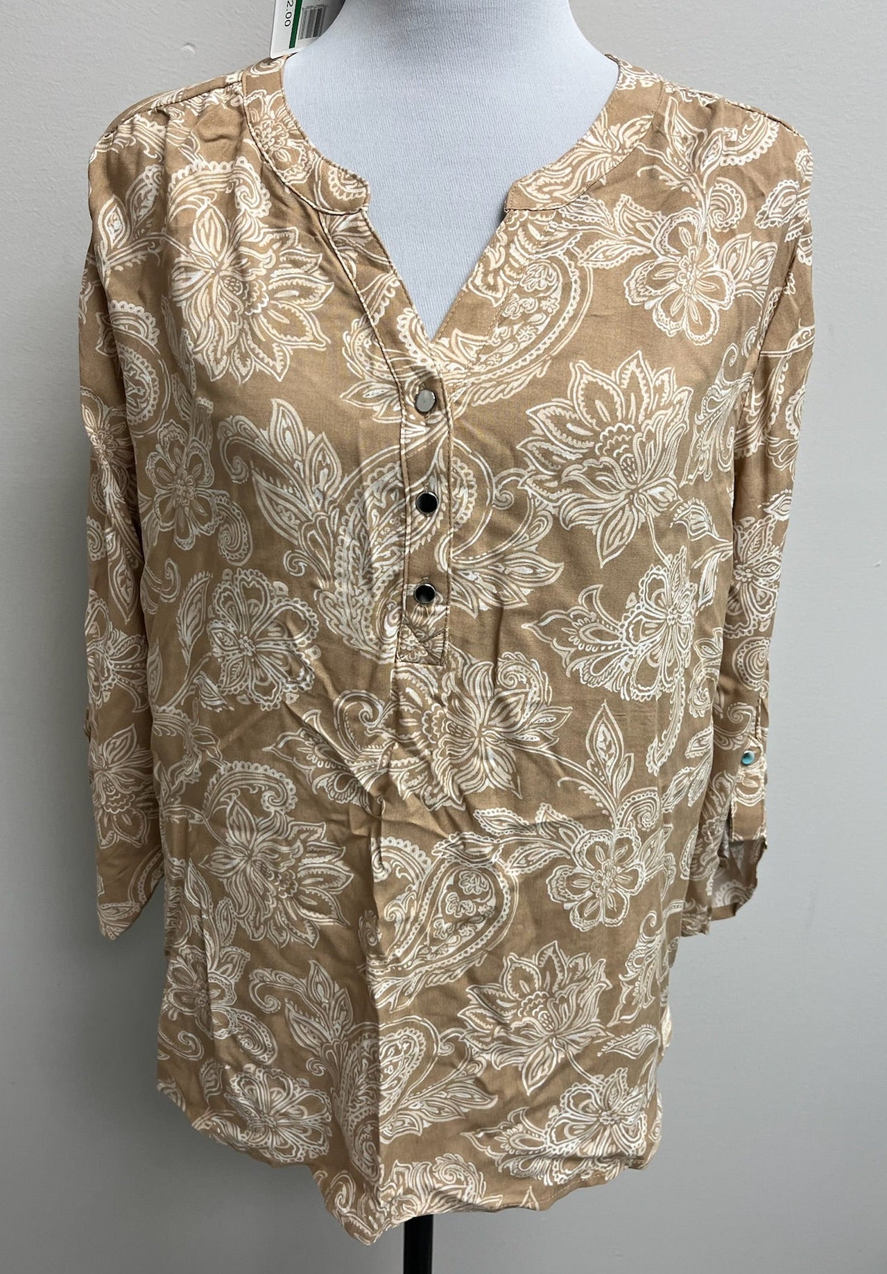 New Women’s Tan Beige Long Sleeve Shirt
