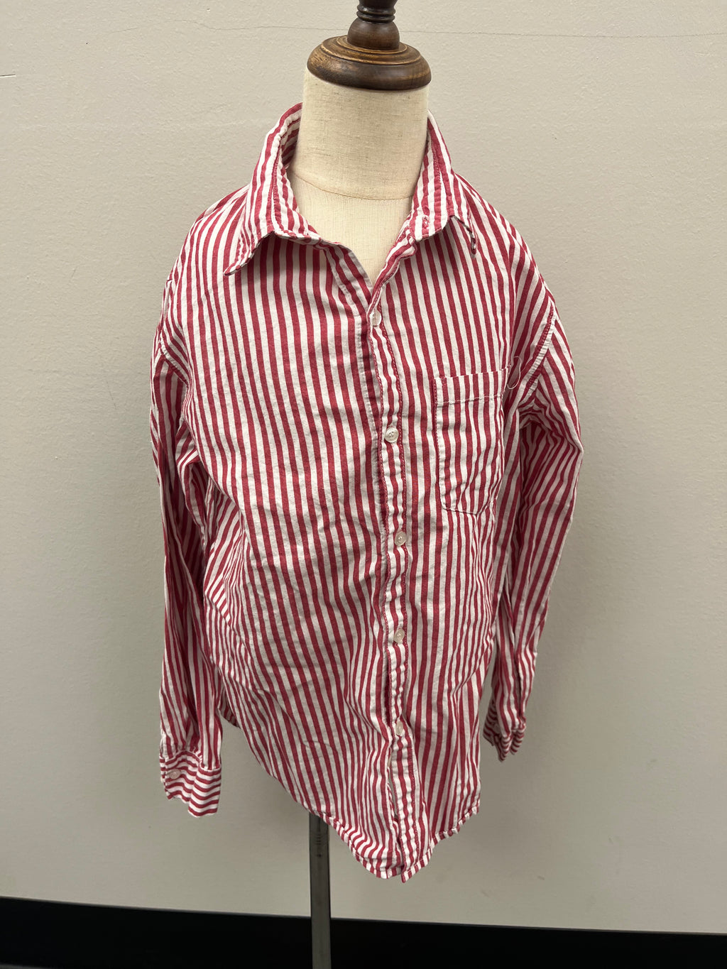 Used Boys Red Striped Button up Shirt