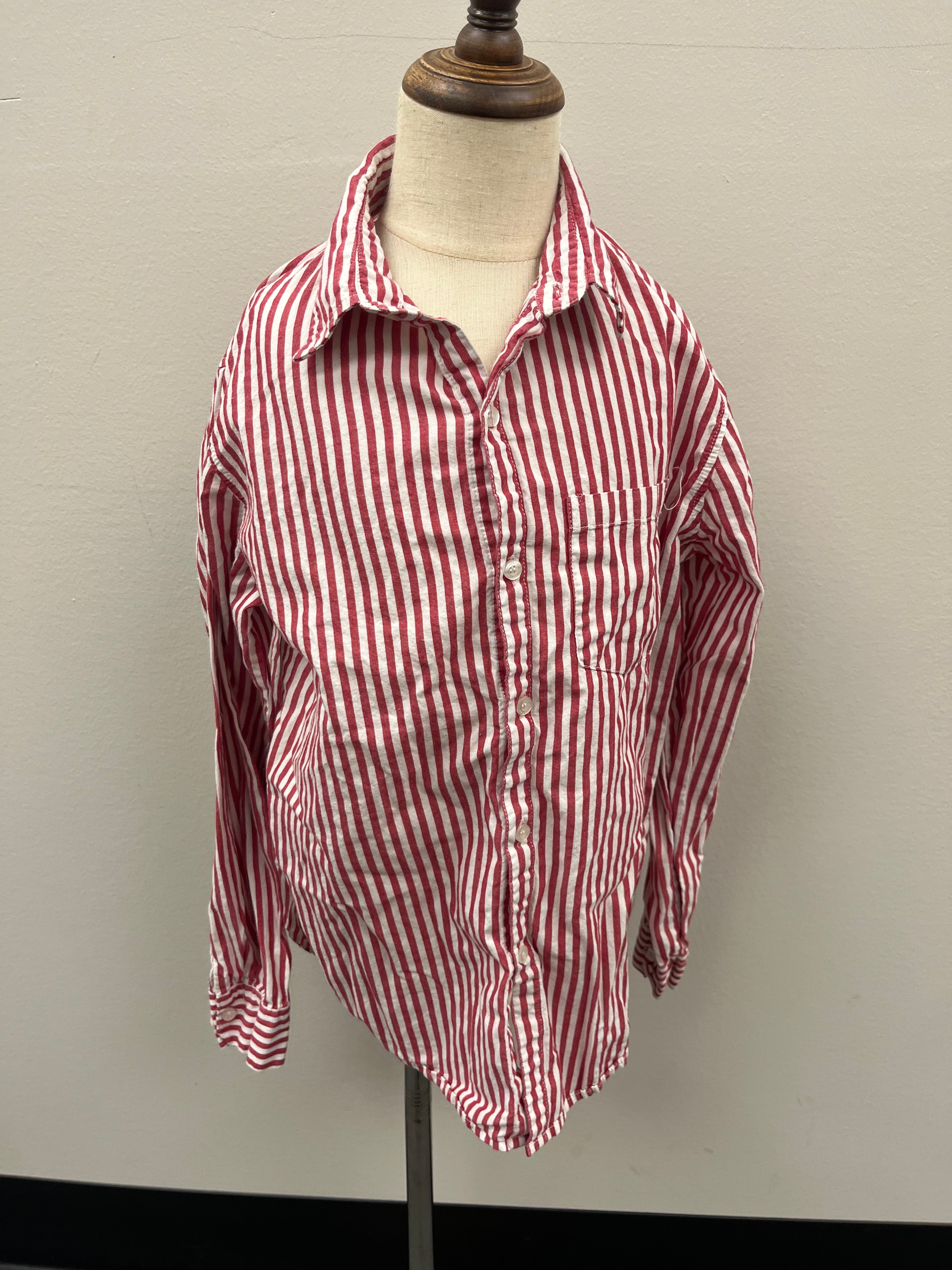 Used Boys Red Striped Button up Shirt