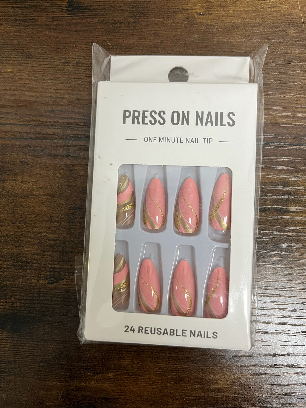 New Pink & Gold Nail Set