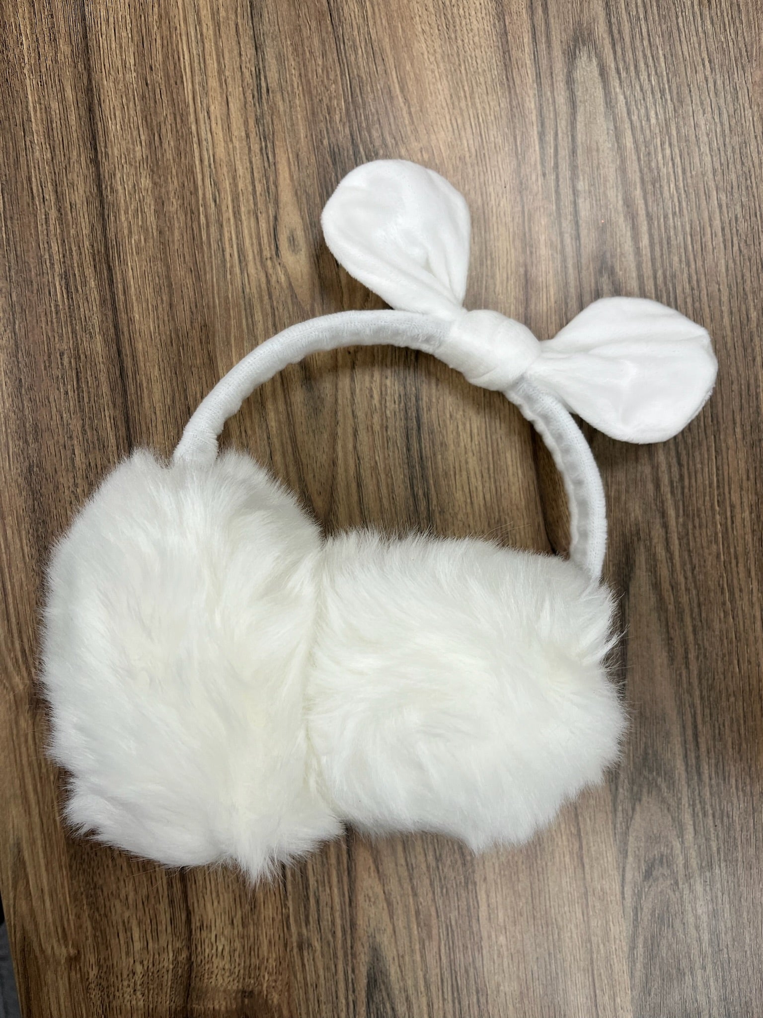 New White Fuzzy Earmuffs Headband