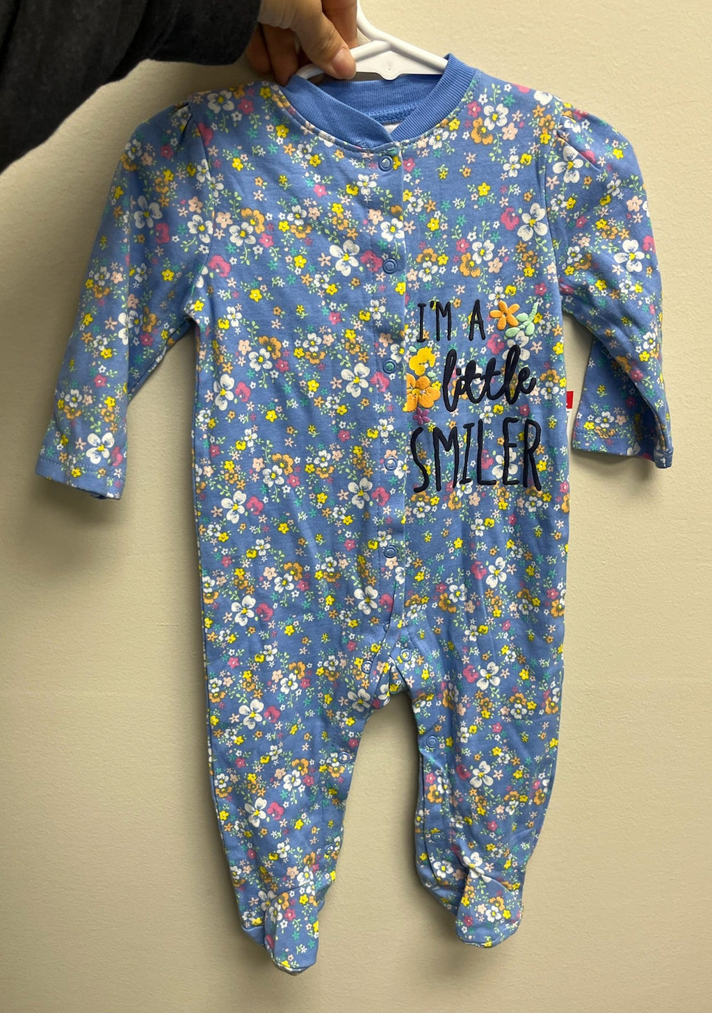 New Baby Girls I’m A Little Smiler Floral Onesie