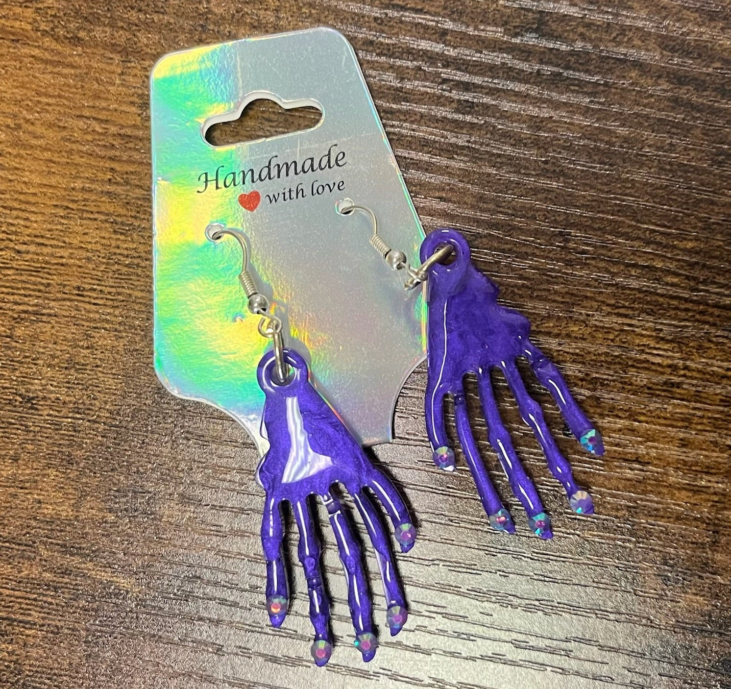 New Purple Skeleton Hands Earrings