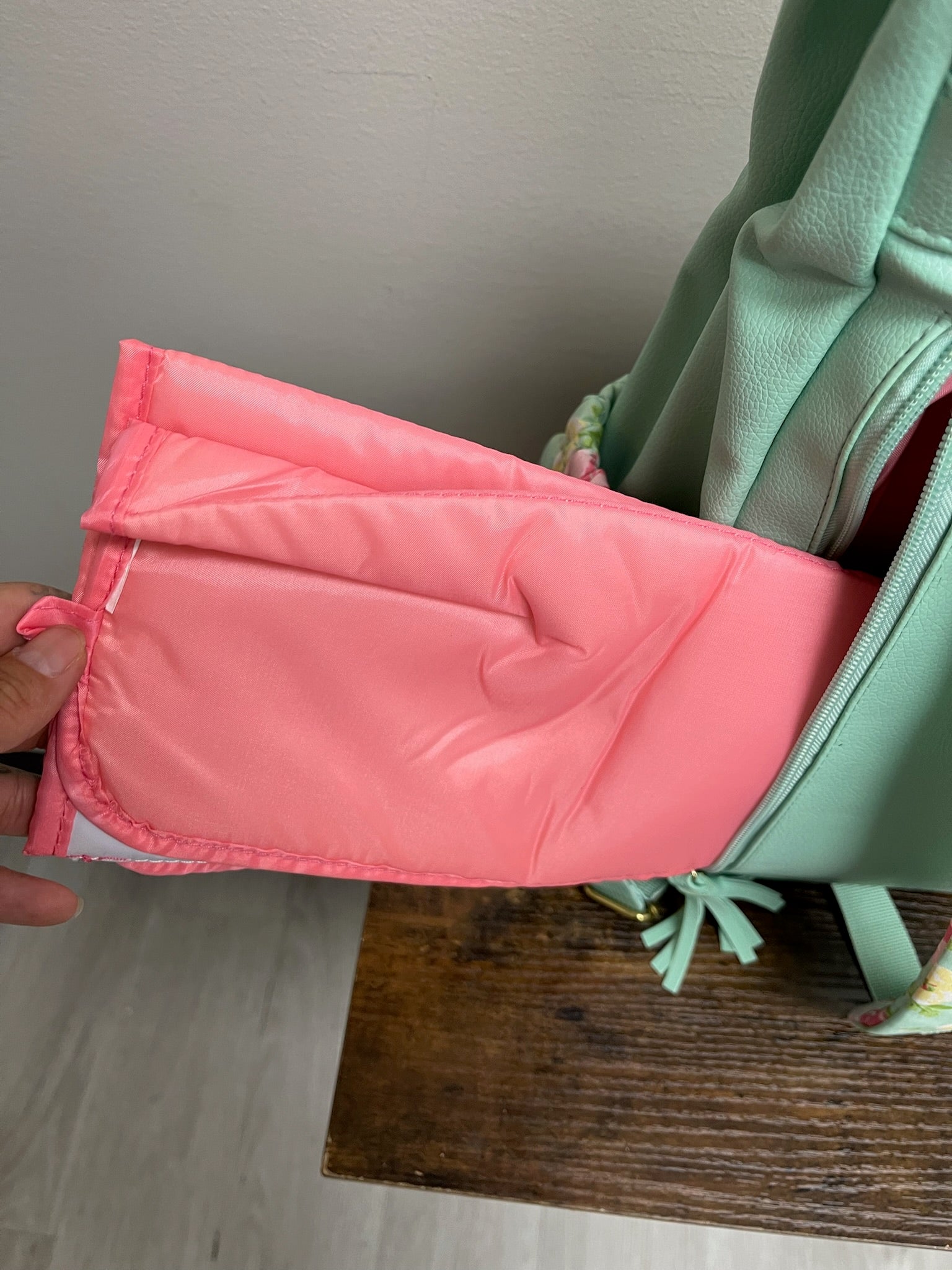 New Floral & Mint Diaper Bag