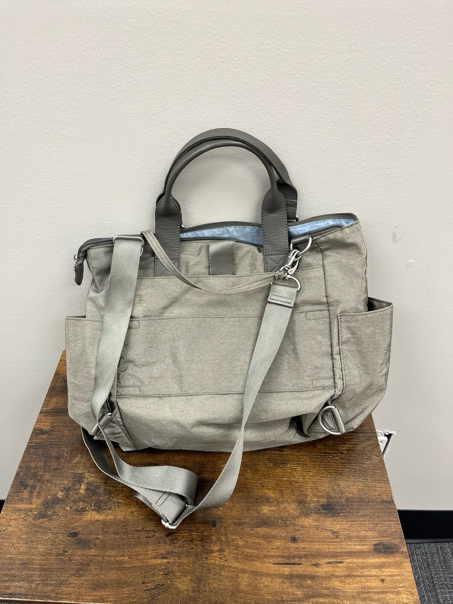 Used Grey Purse/Tote Bag & Wristlet Wallet Set