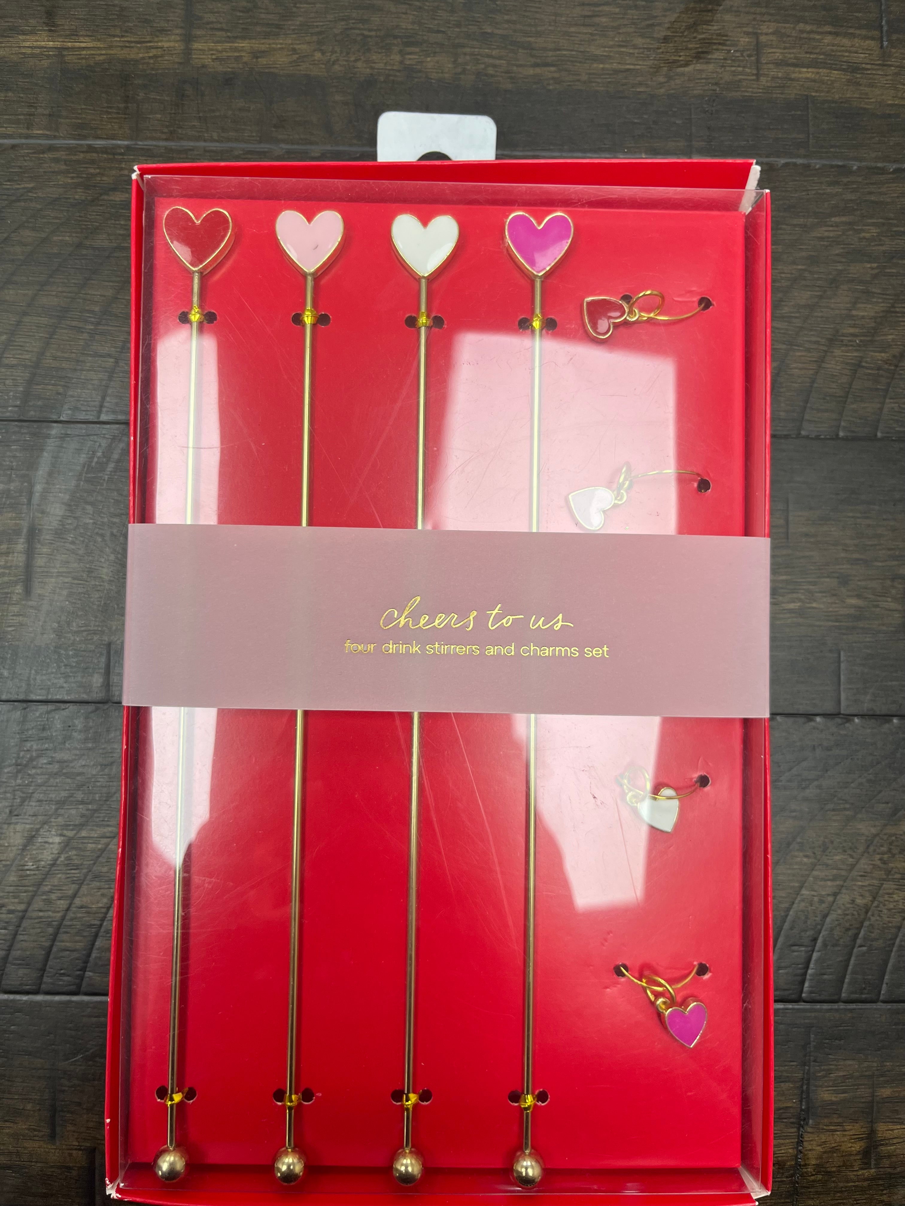New 4 Piece Drink Stirrers and Charms Set